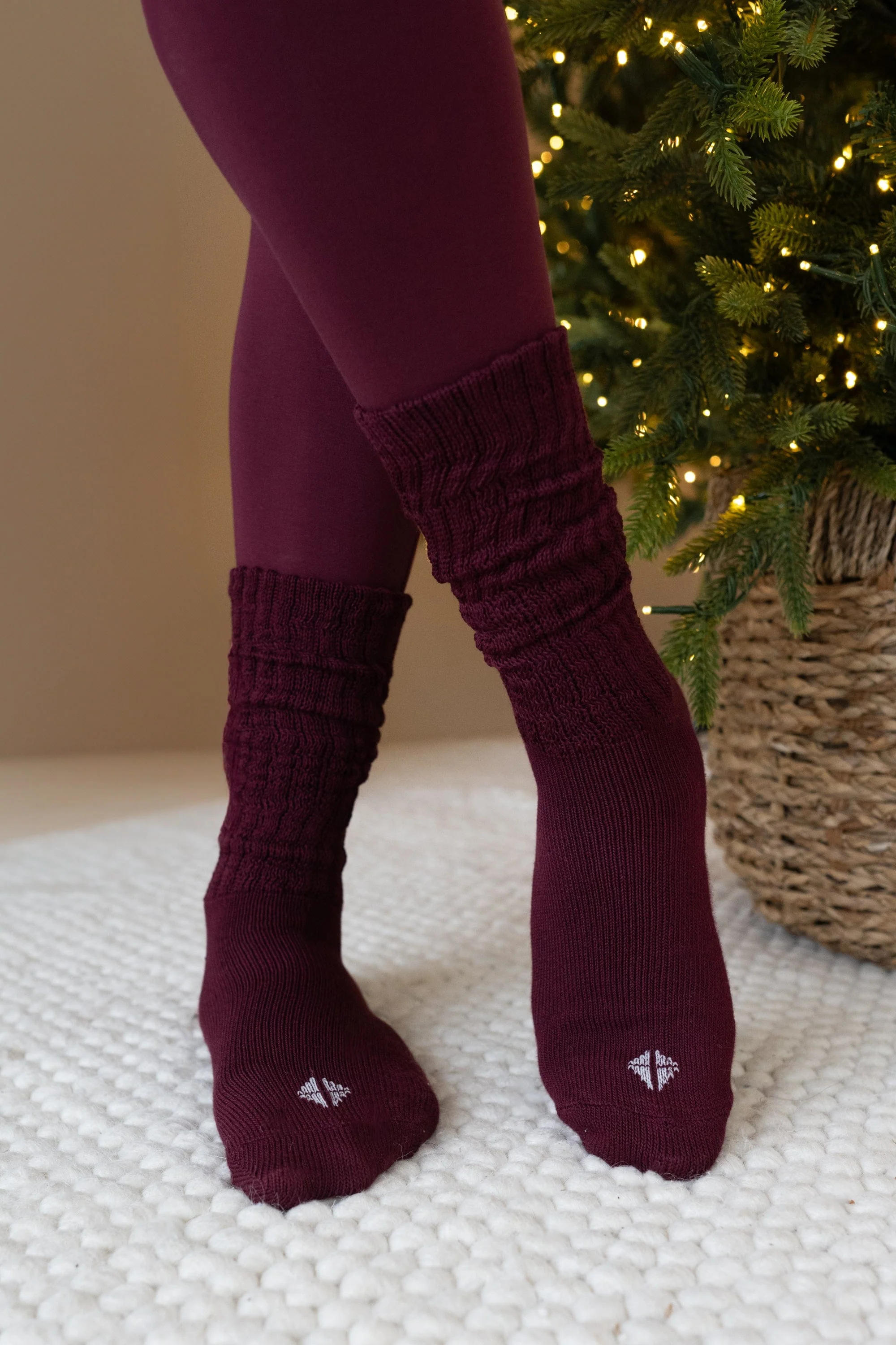 Adult Scrunch Socks in Burgundy - Image 4