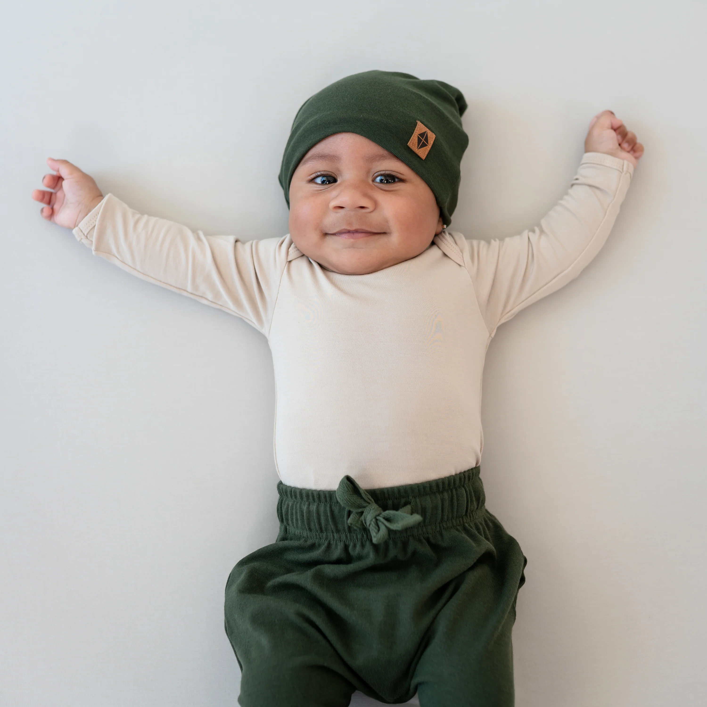 Bamboo Jersey Beanie in Fir - Image 4