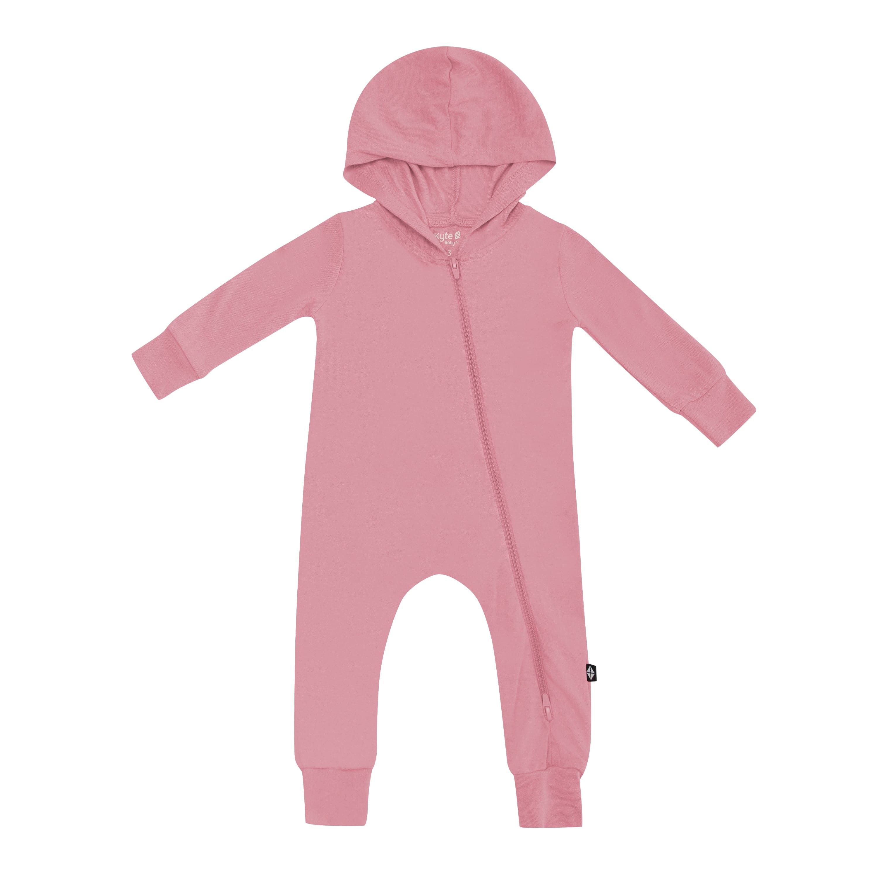Bamboo Jersey Hooded Zippered Romper in Apple Blossom - Image 2