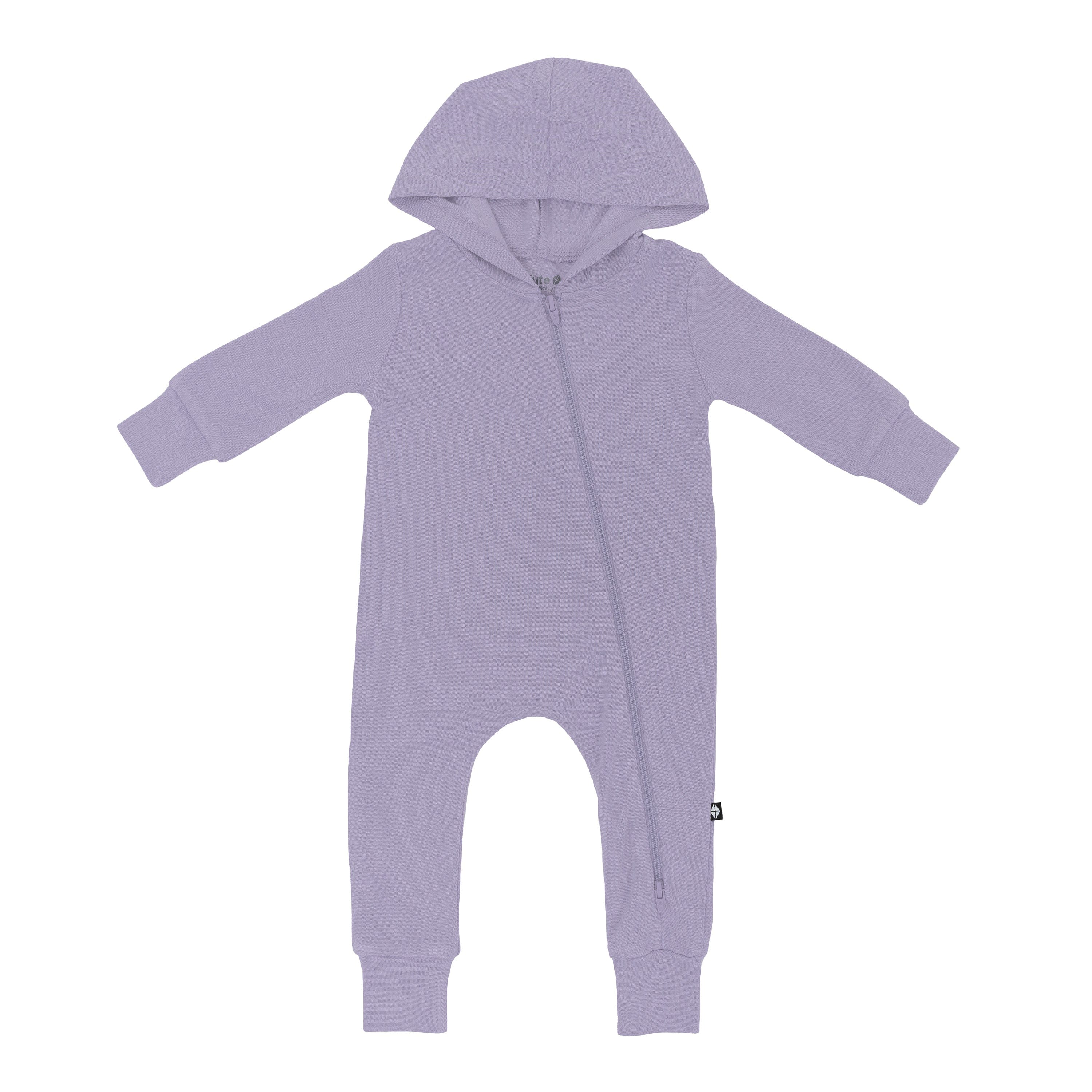 Bamboo Jersey Hooded Zippered Romper in Taro - Image 2