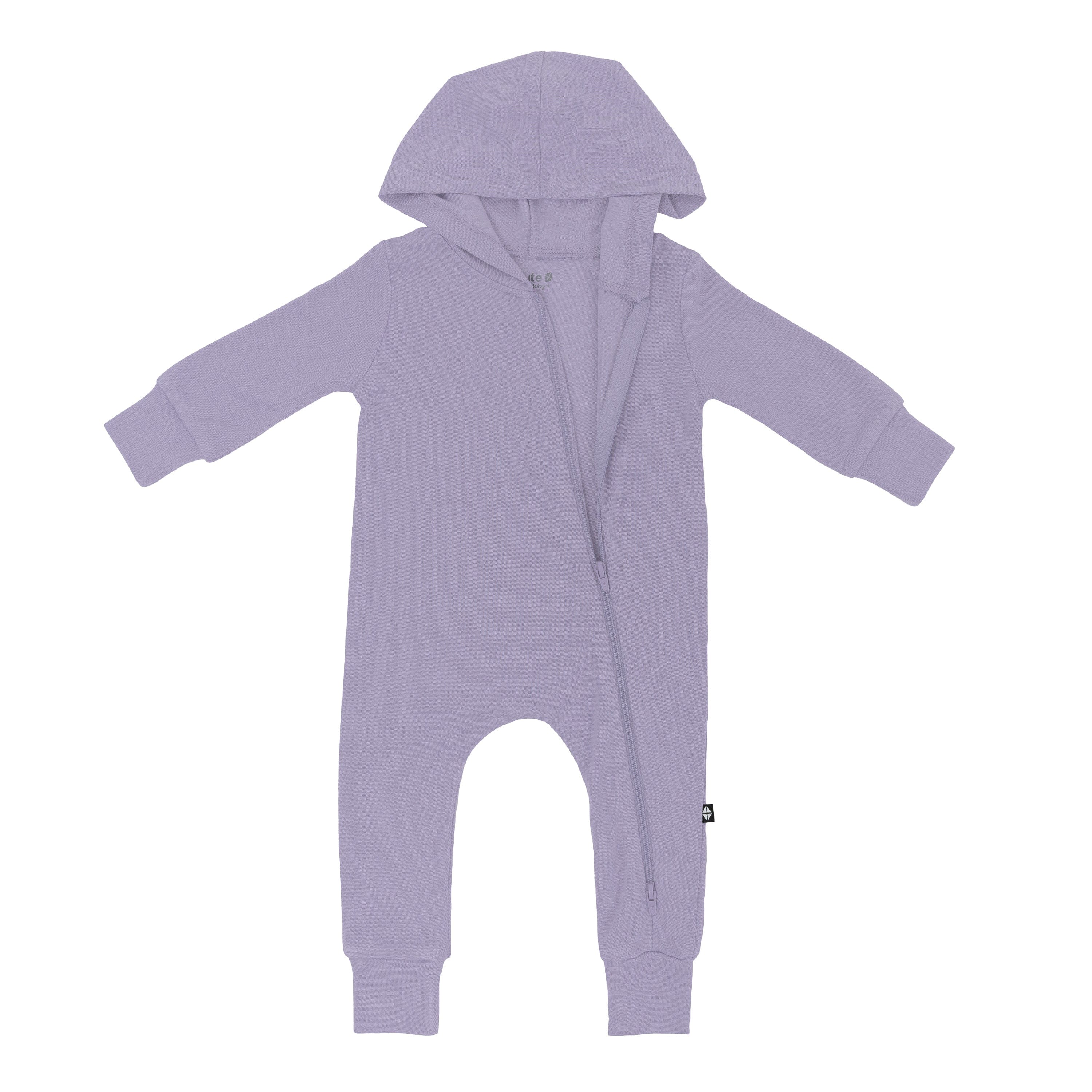 Bamboo Jersey Hooded Zippered Romper in Taro - Image 3