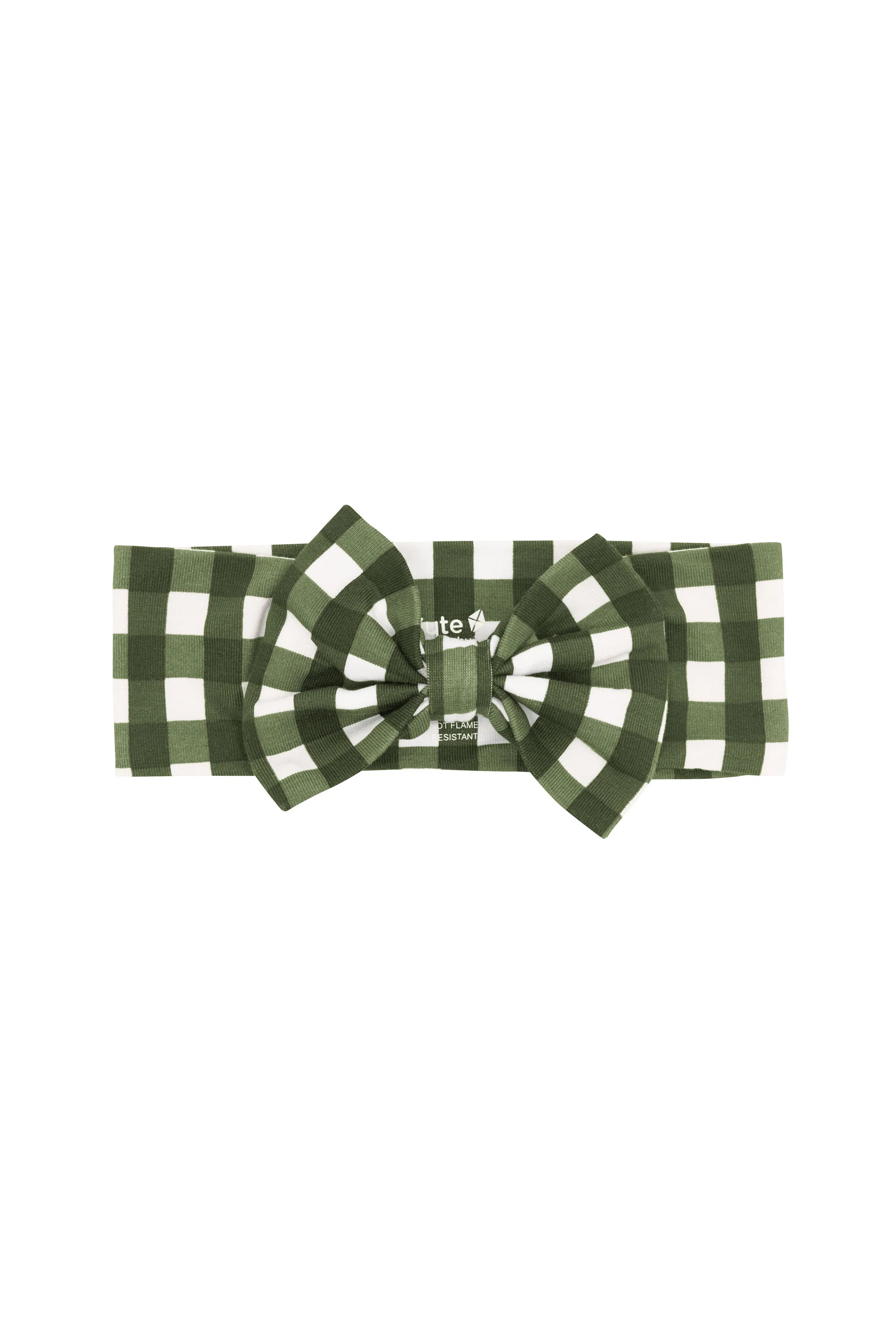 Bow Headband in Gingham Fir - Image 2