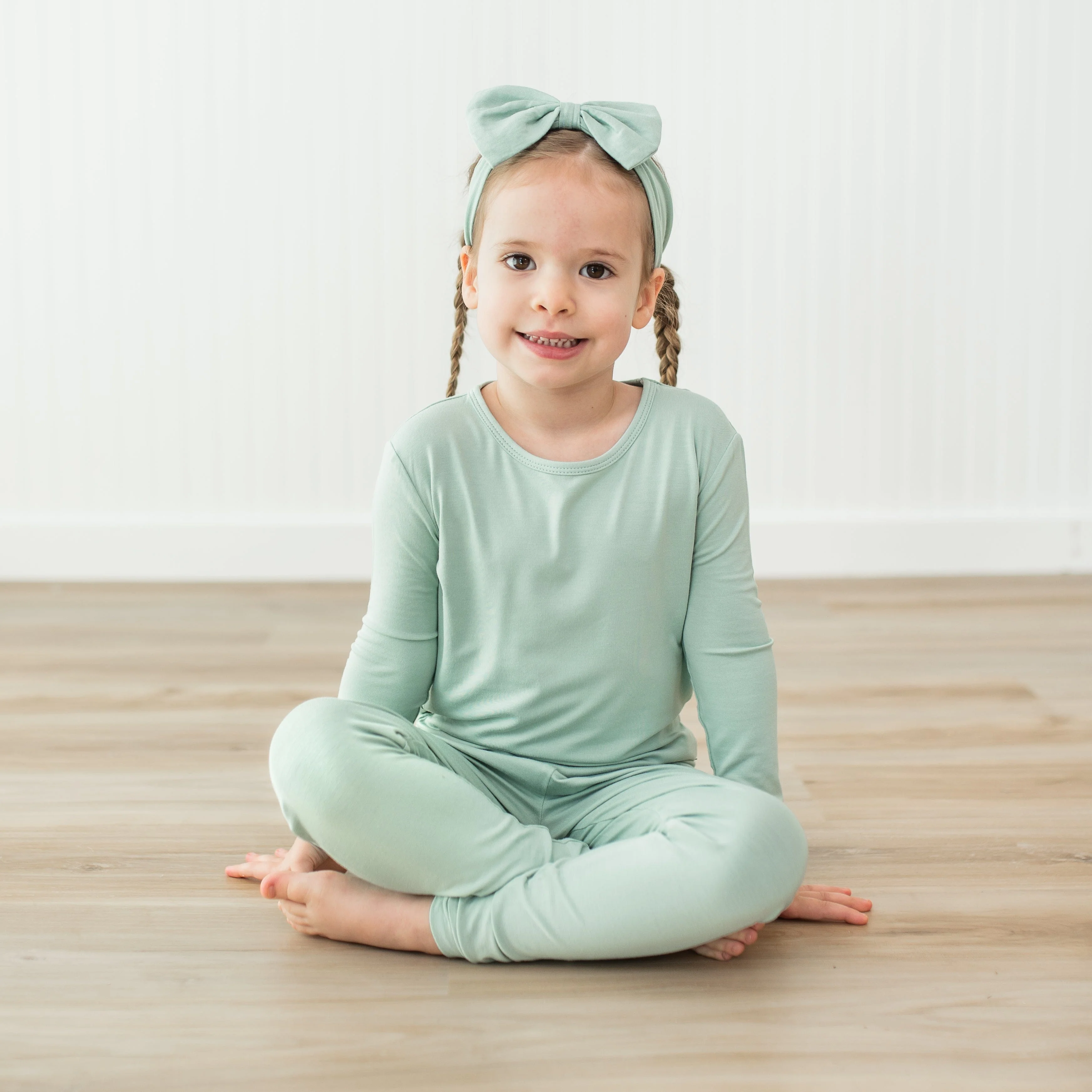 Long Sleeve Pajamas in Sage - Image 3