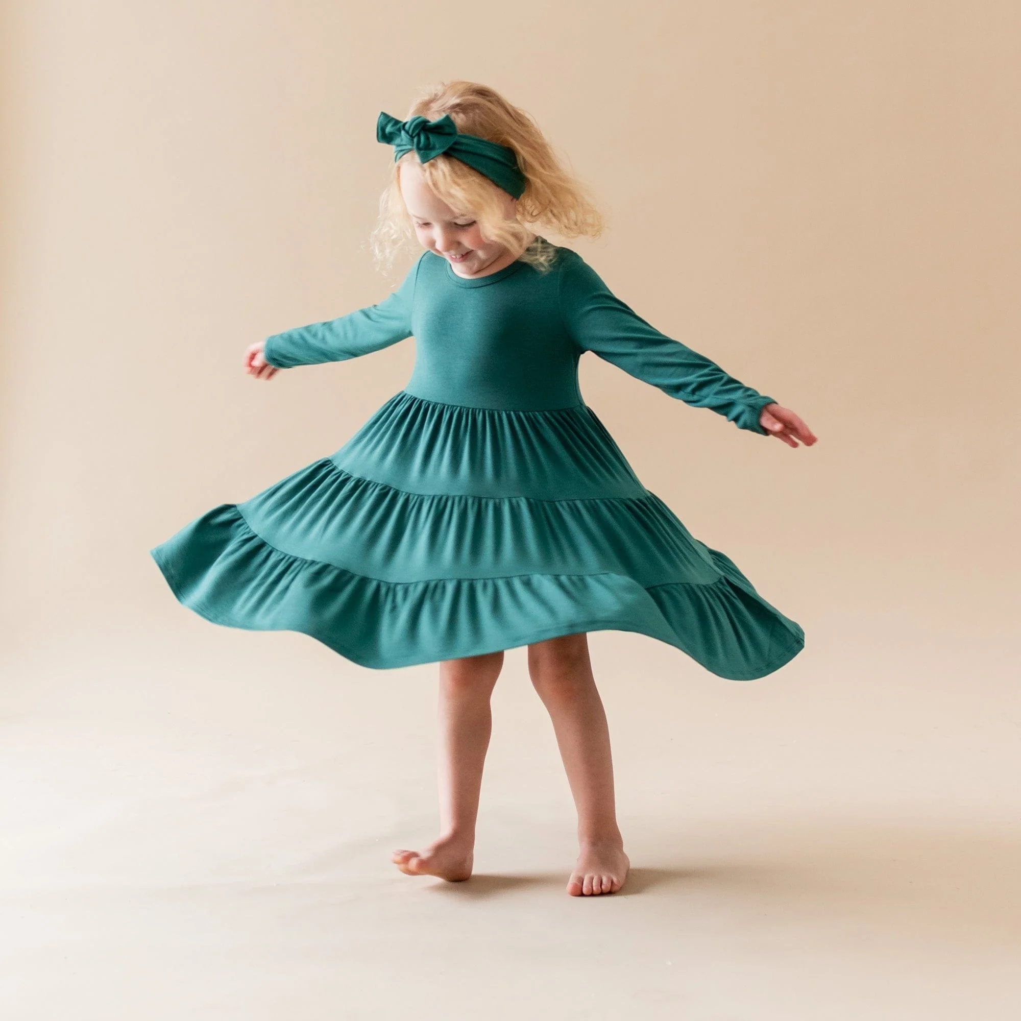 Knotted Bow Headband in Emerald - Image 3