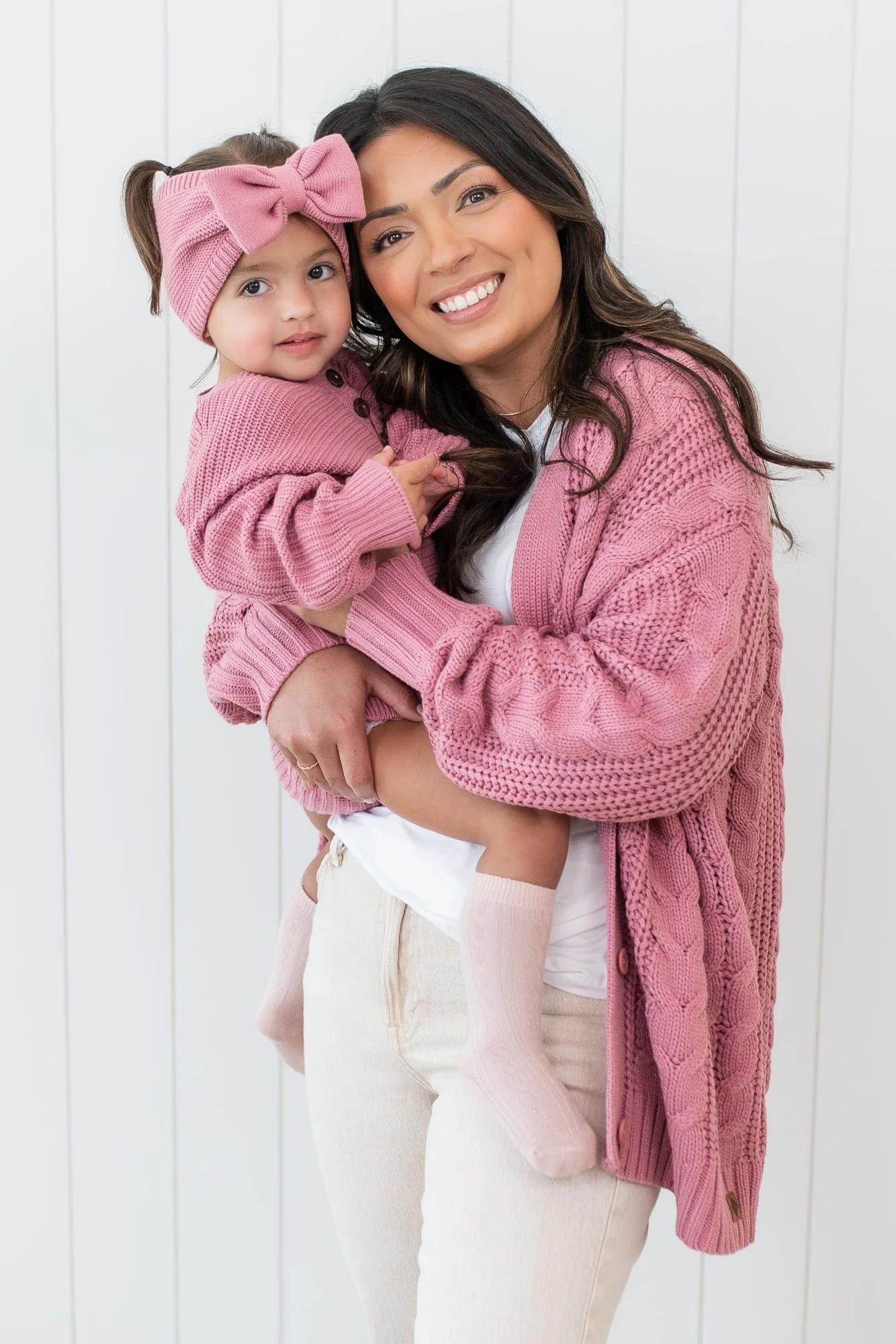 Cable Knit Adult Cardigan in Apple Blossom - Image 2