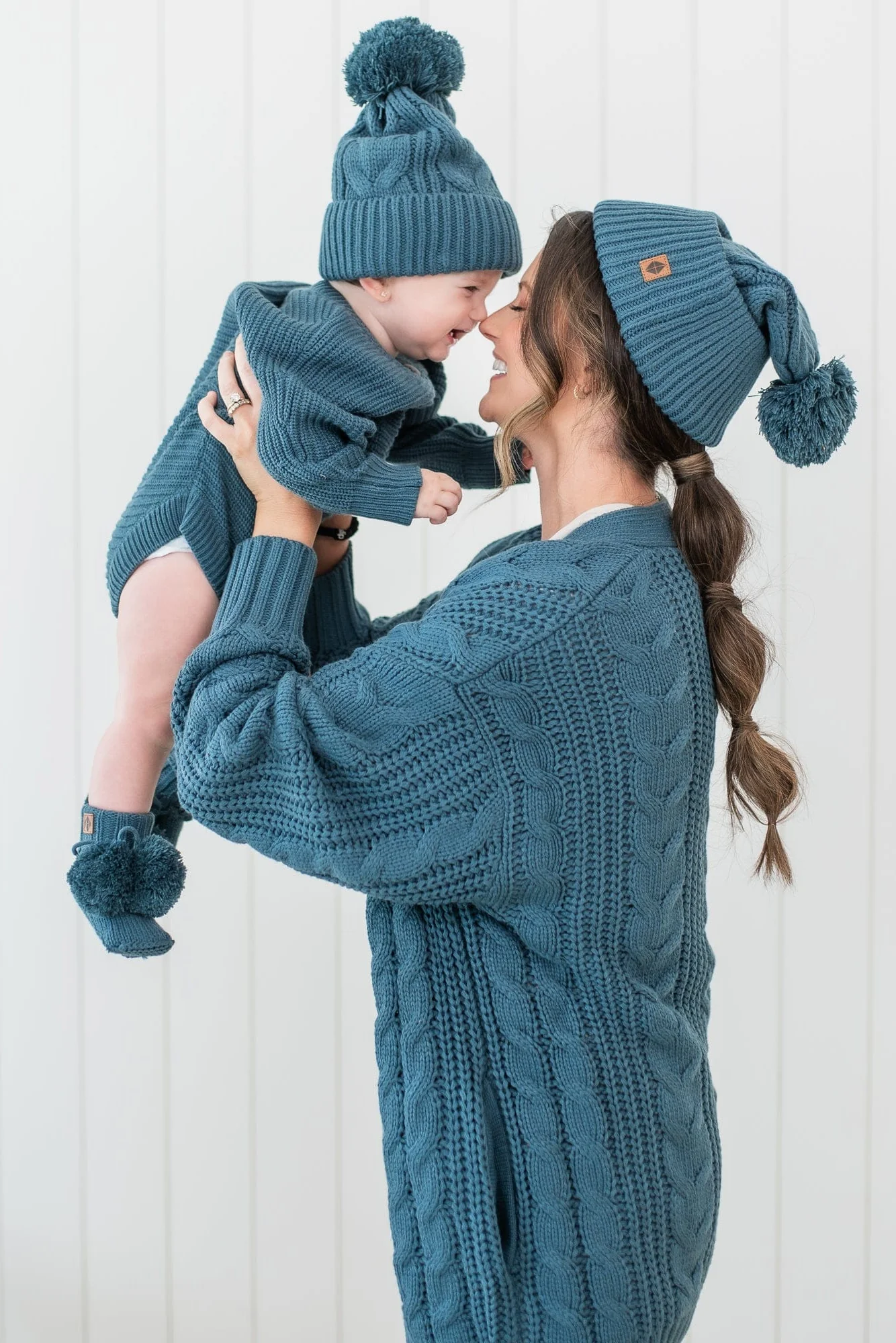 Cable Knit Adult Cardigan in Atlantic - Image 2