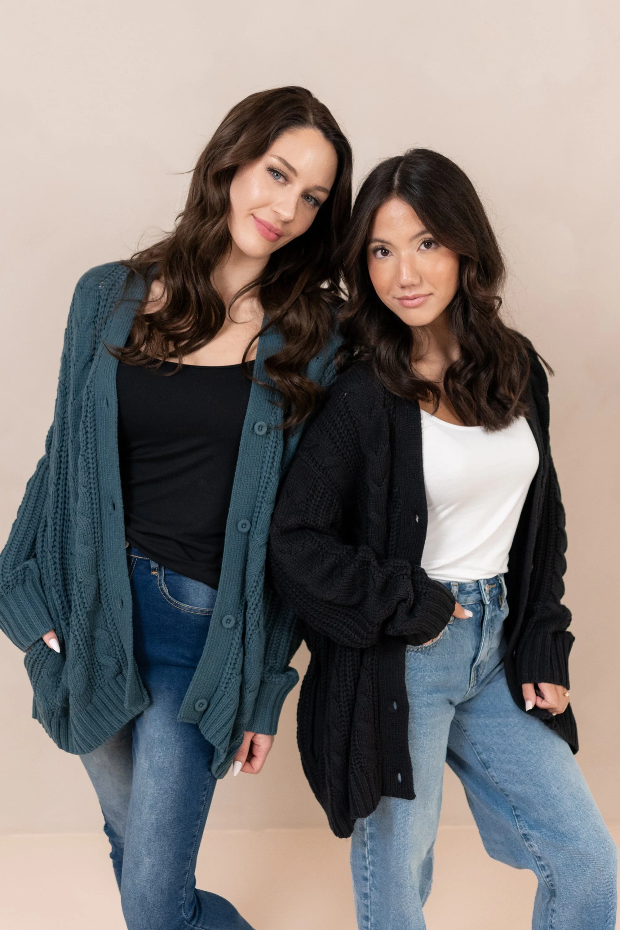 Cable Knit Adult Cardigan in Midnight - Image 4