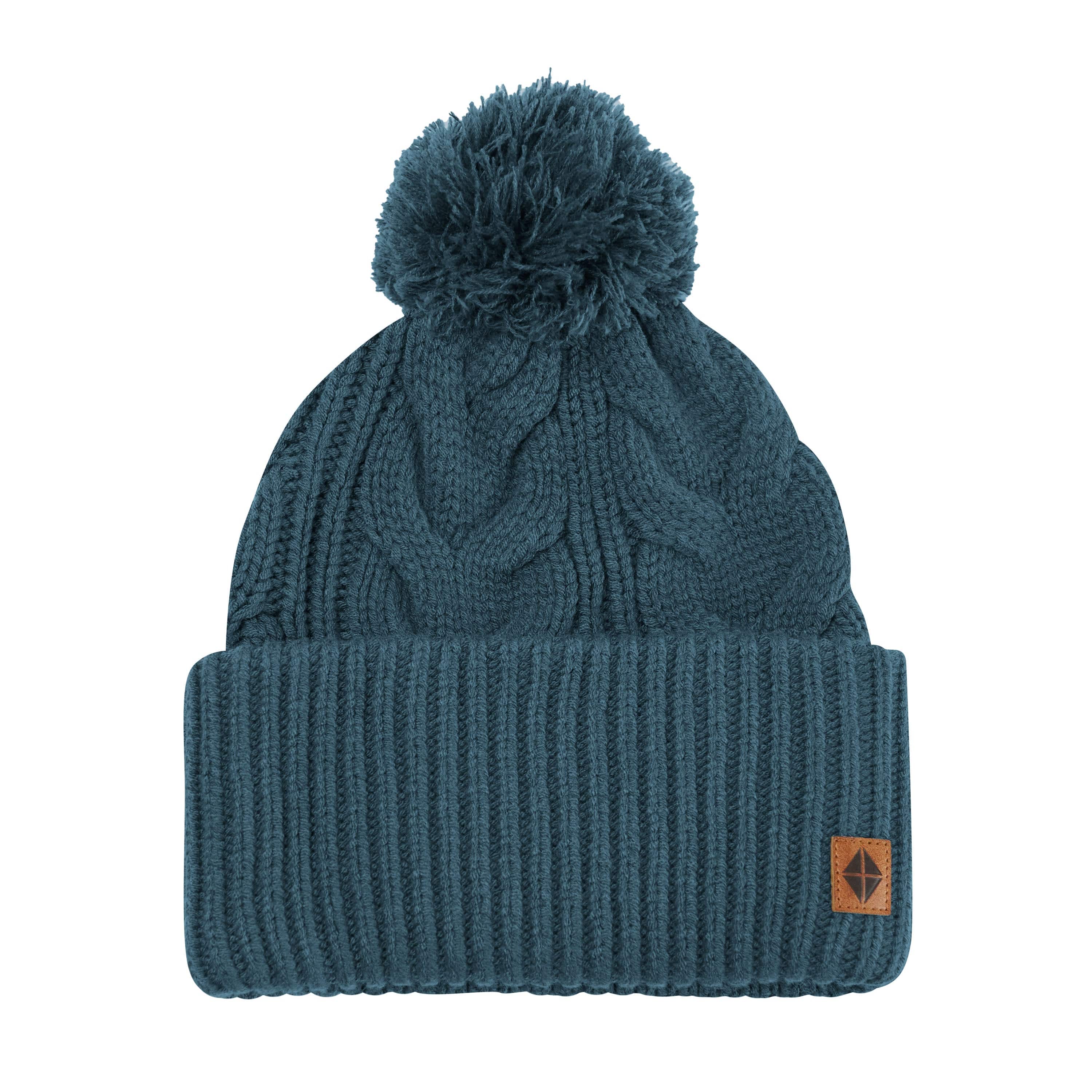 Cable Knit Adult Pom Beanie in Atlantic - Image 2