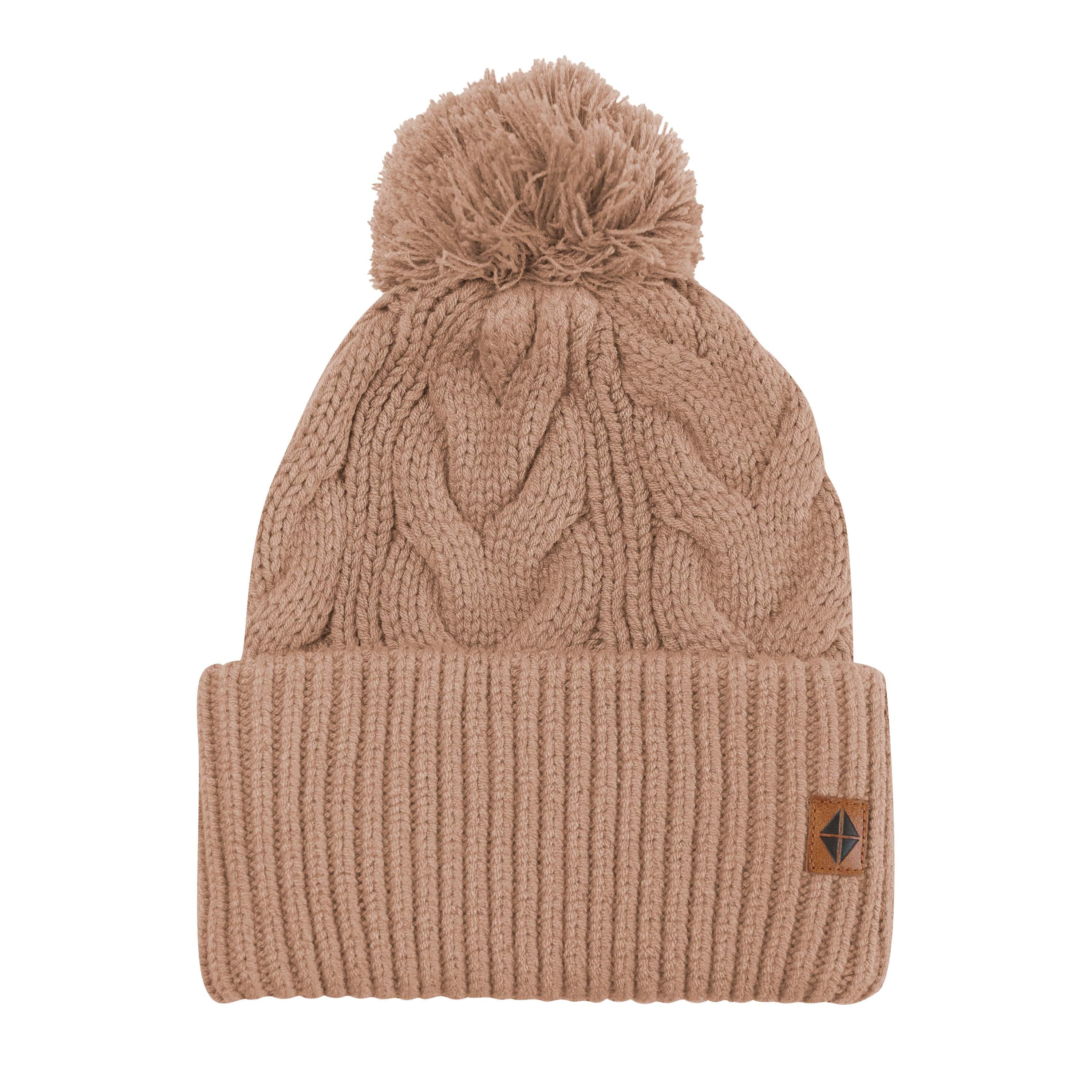 Cable Knit Adult Pom Beanie in Latte - Image 2