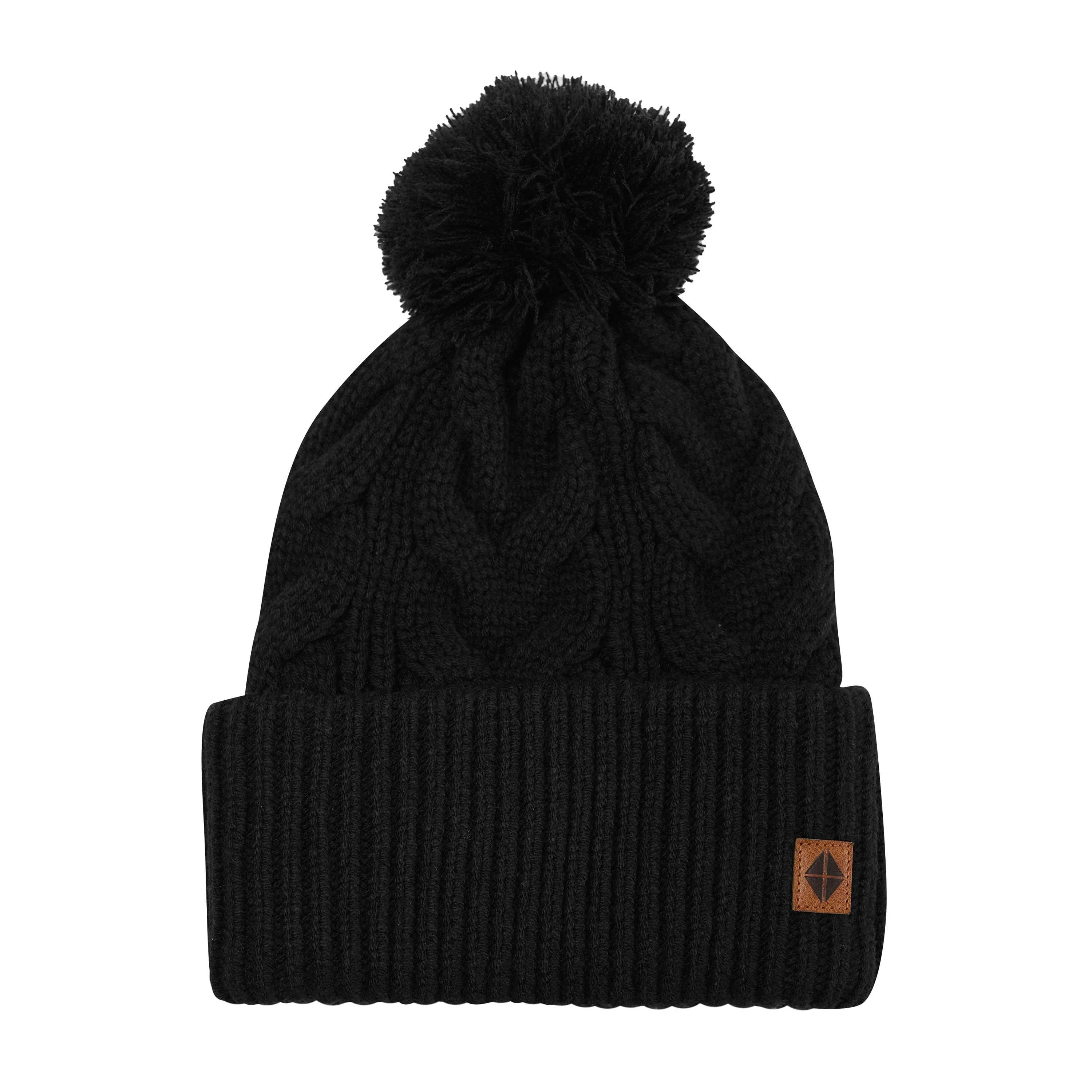 Cable Knit Adult Pom Beanie in Midnight - Image 2
