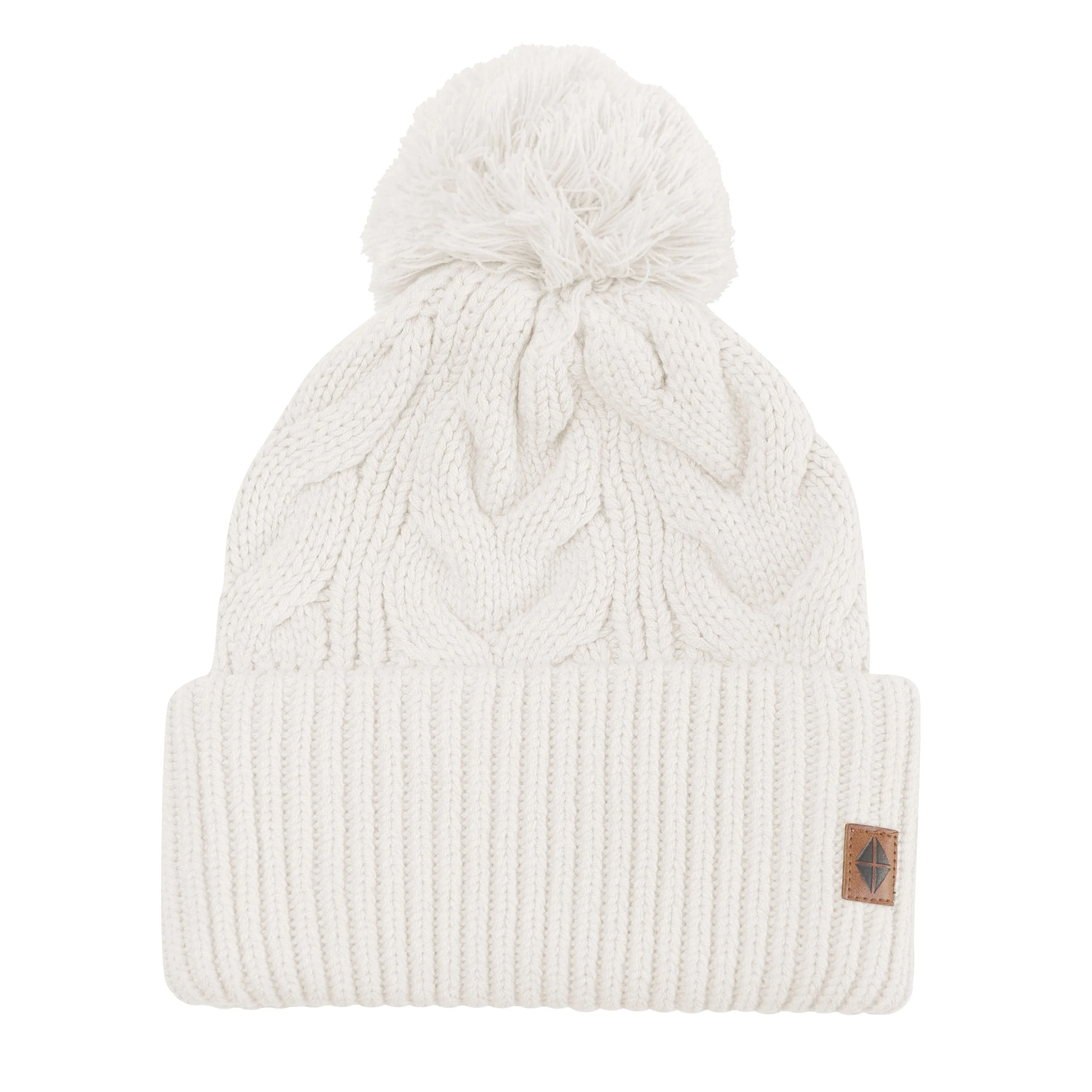 Cable Knit Adult Pom Beanie in Oat - Image 2