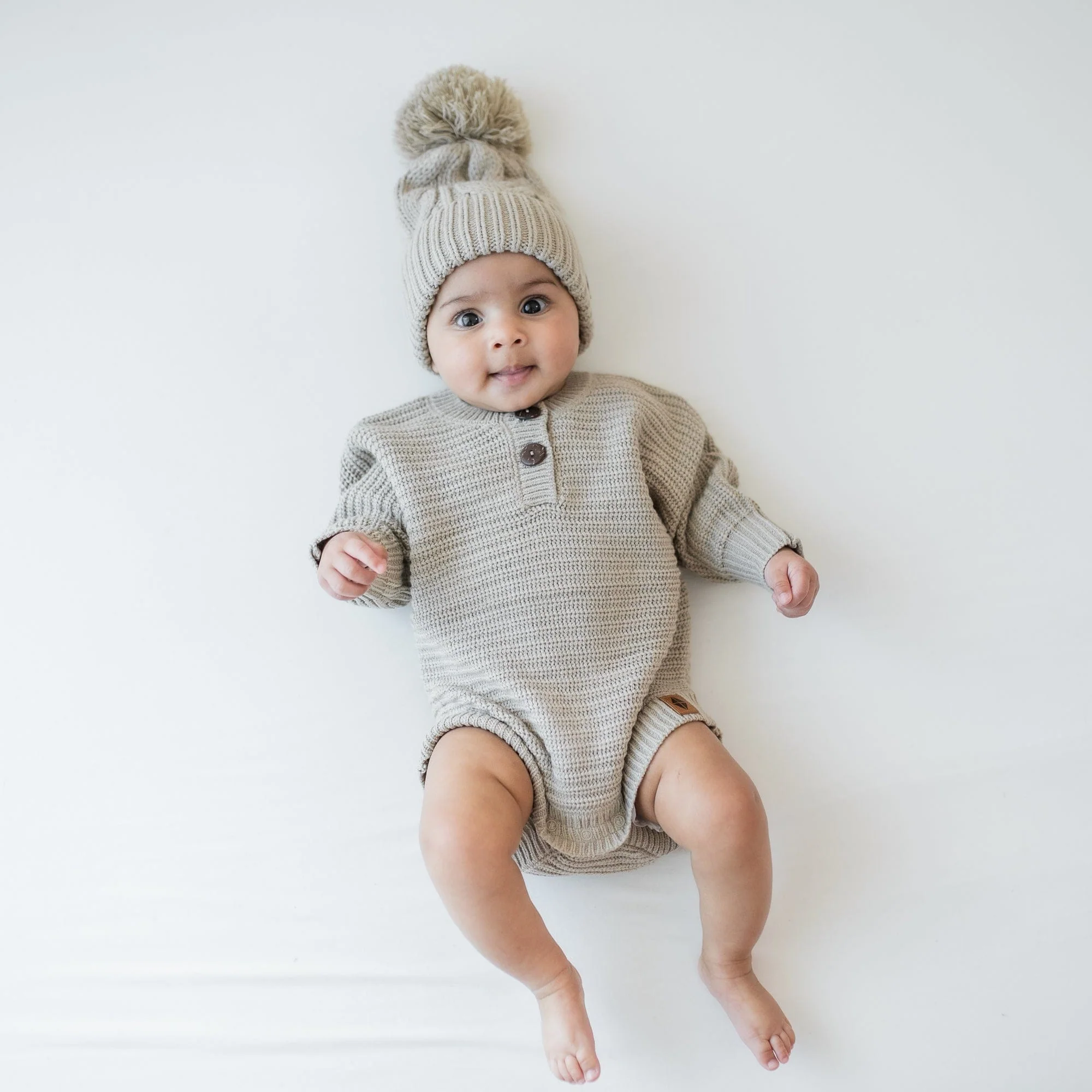 Chunky Cable Knit Beanie in Almond - Image 3