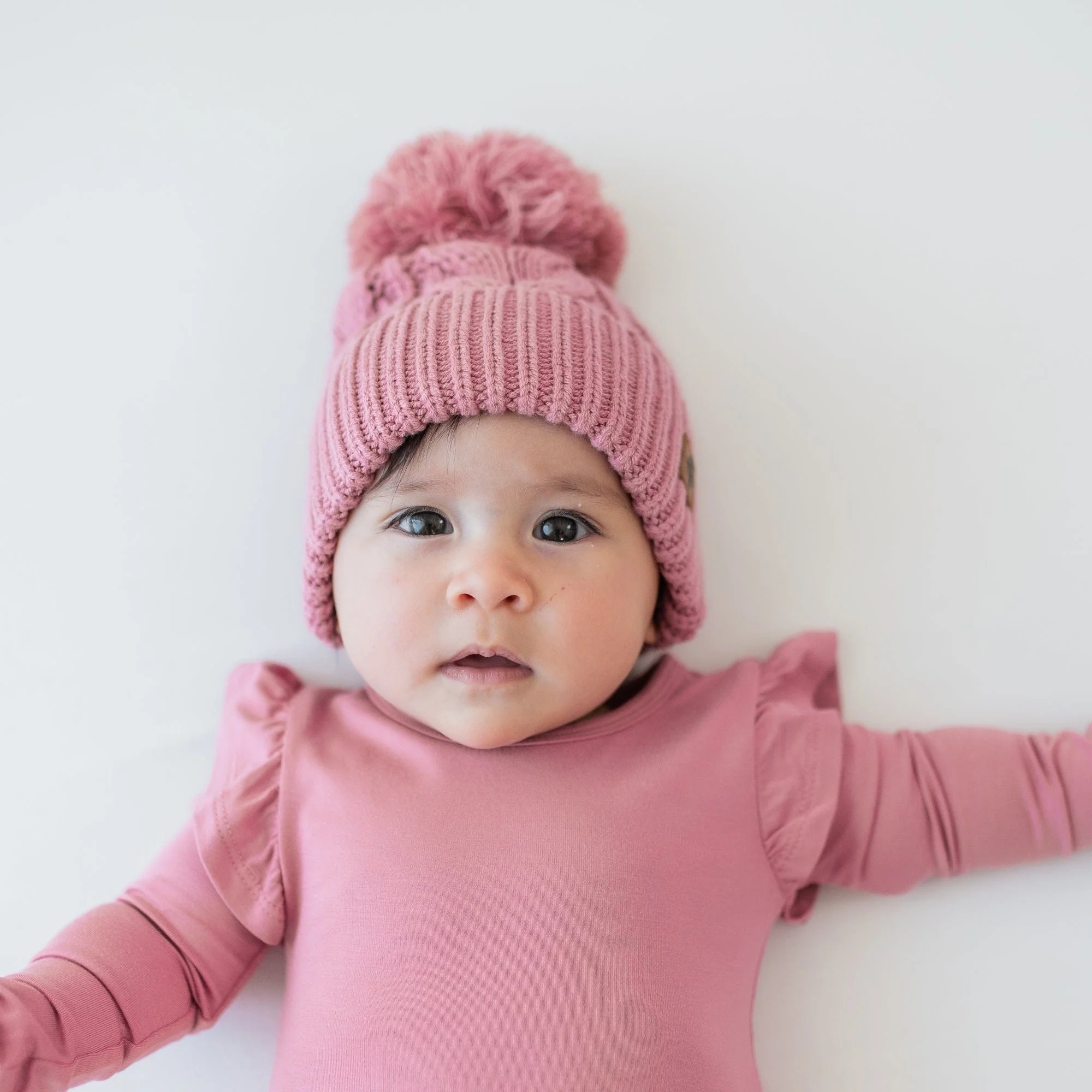 Chunky Cable Knit Beanie in Apple Blossom - Image 4