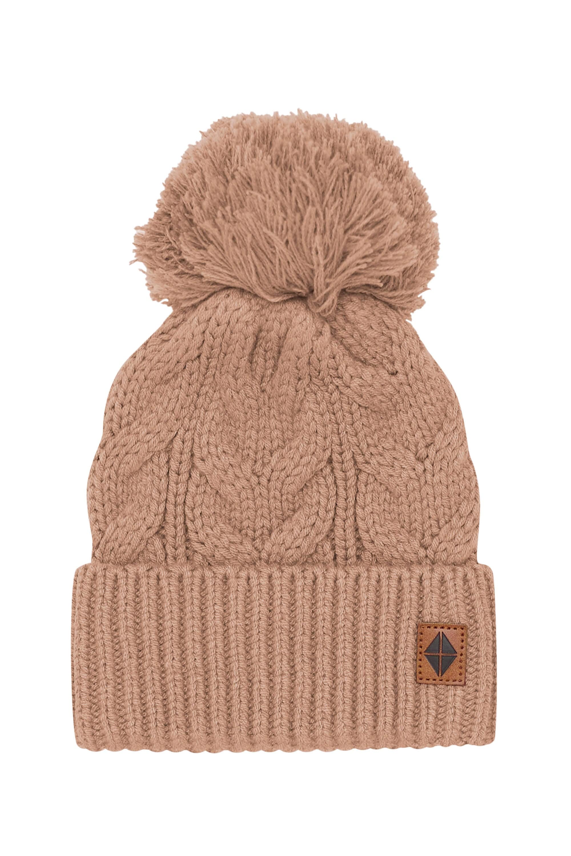 Chunky Cable Knit Beanie in Latte - Image 2