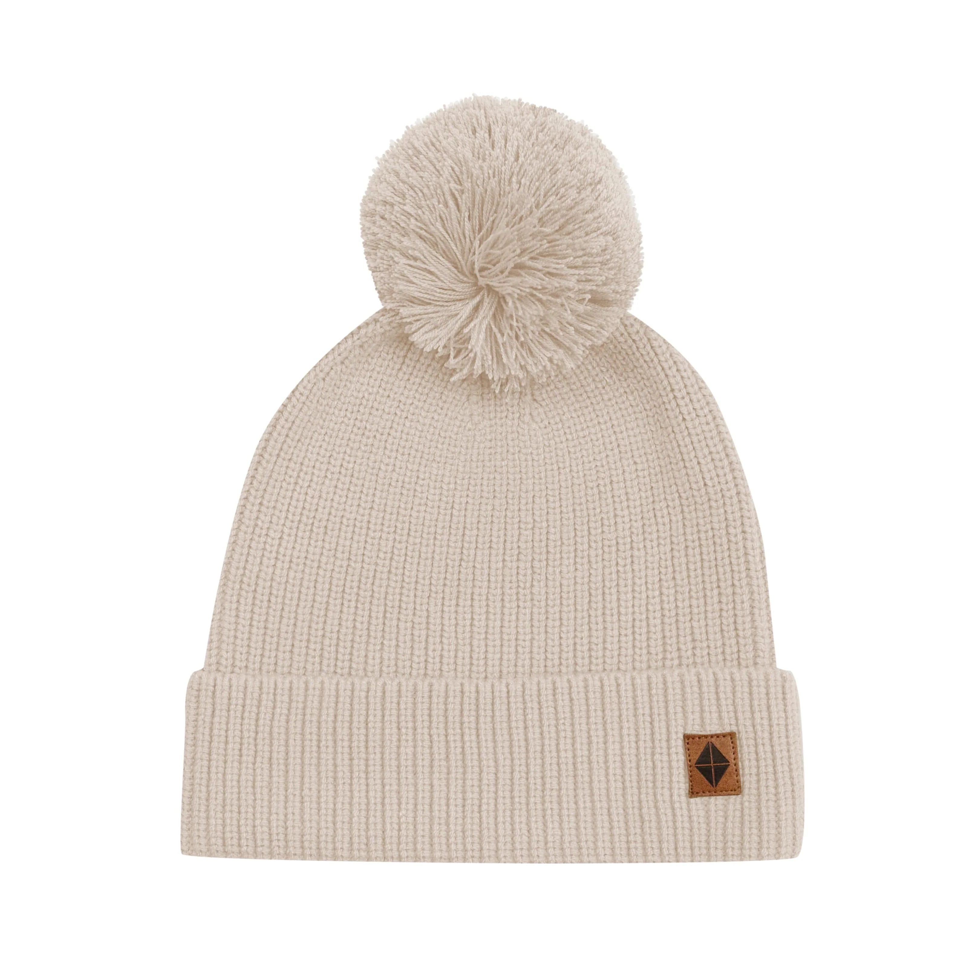 Chunky Knit Adult Pom Beanie in Almond - Image 2
