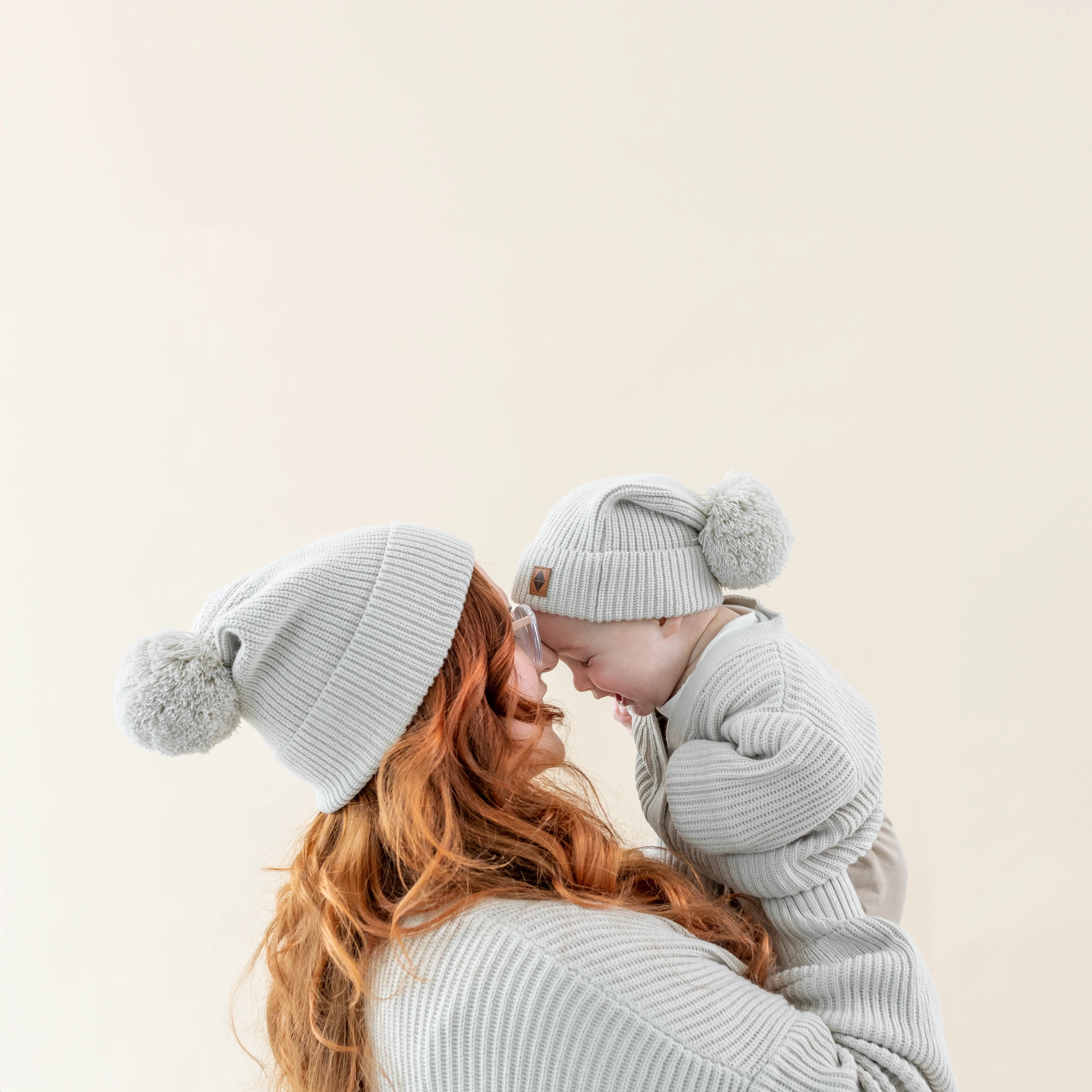 Chunky Knit Pom Beanie in Oat - Image 2