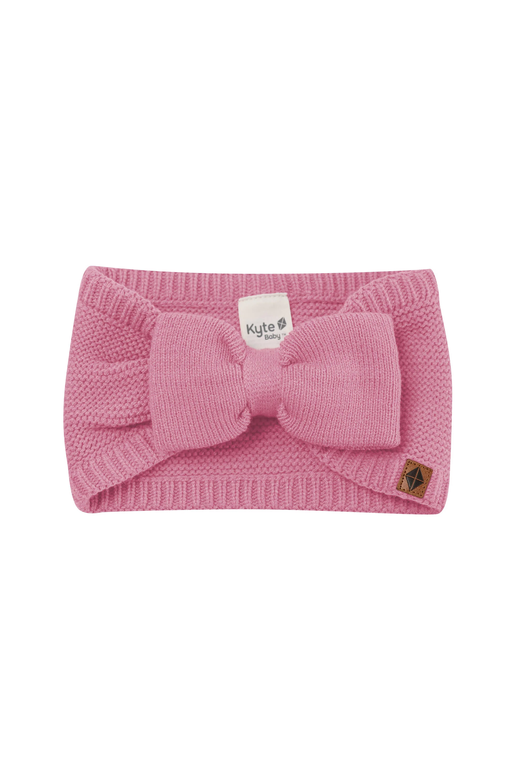 Chunky Knit Bow Headband in Apple Blossom - Image 2