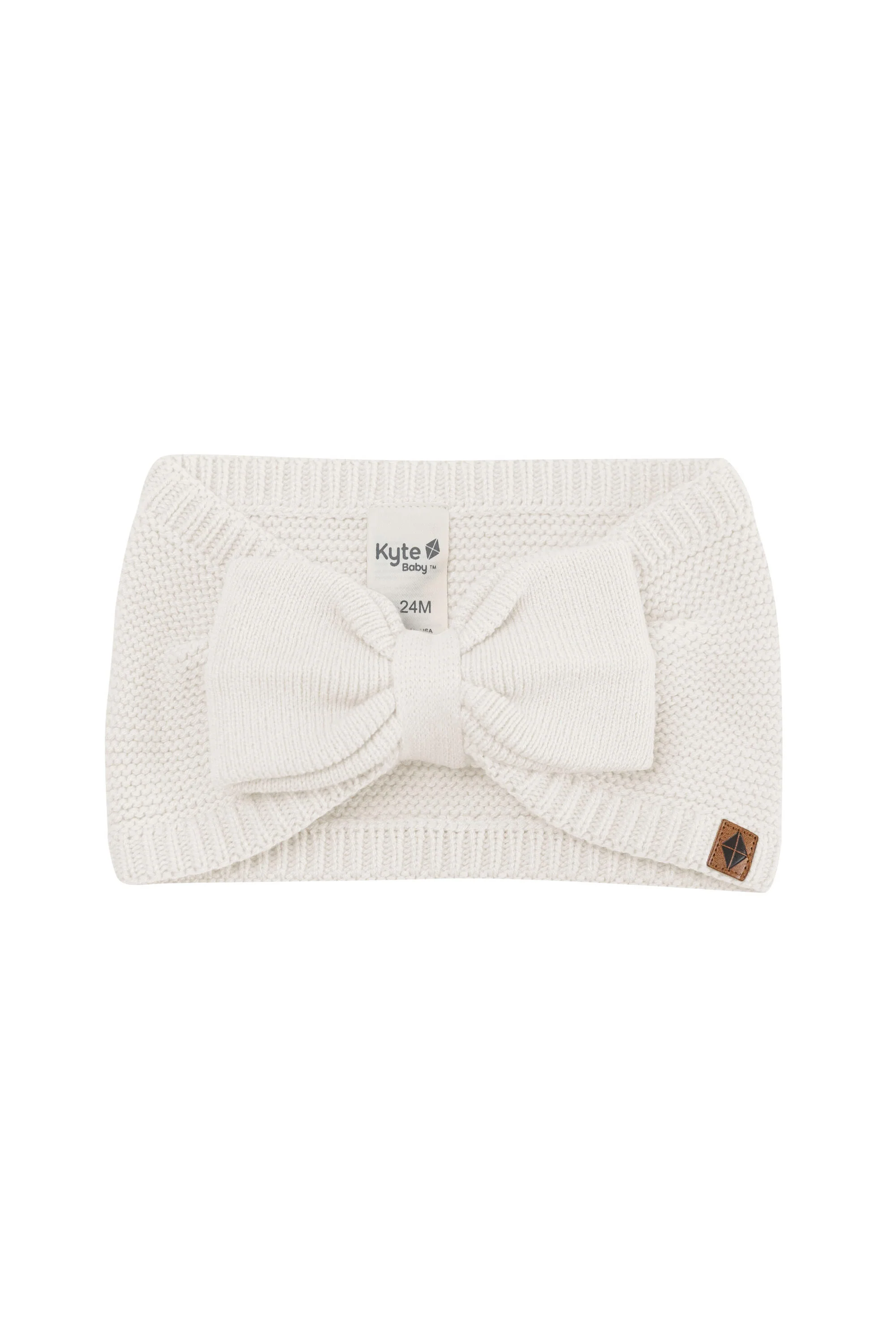 Chunky Knit Bow Headband in Oat - Image 2