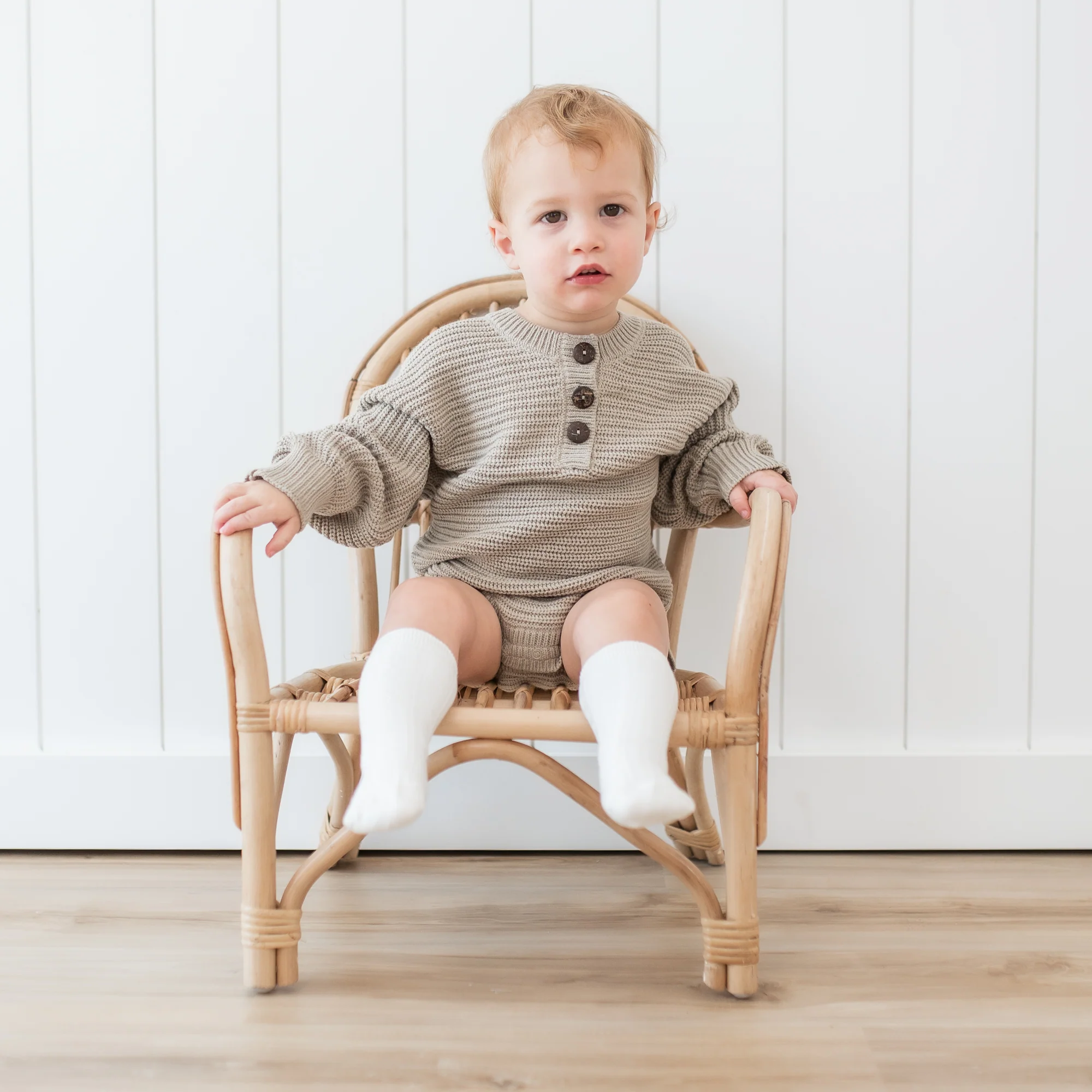 Chunky Knit Romper in Almond - Image 4