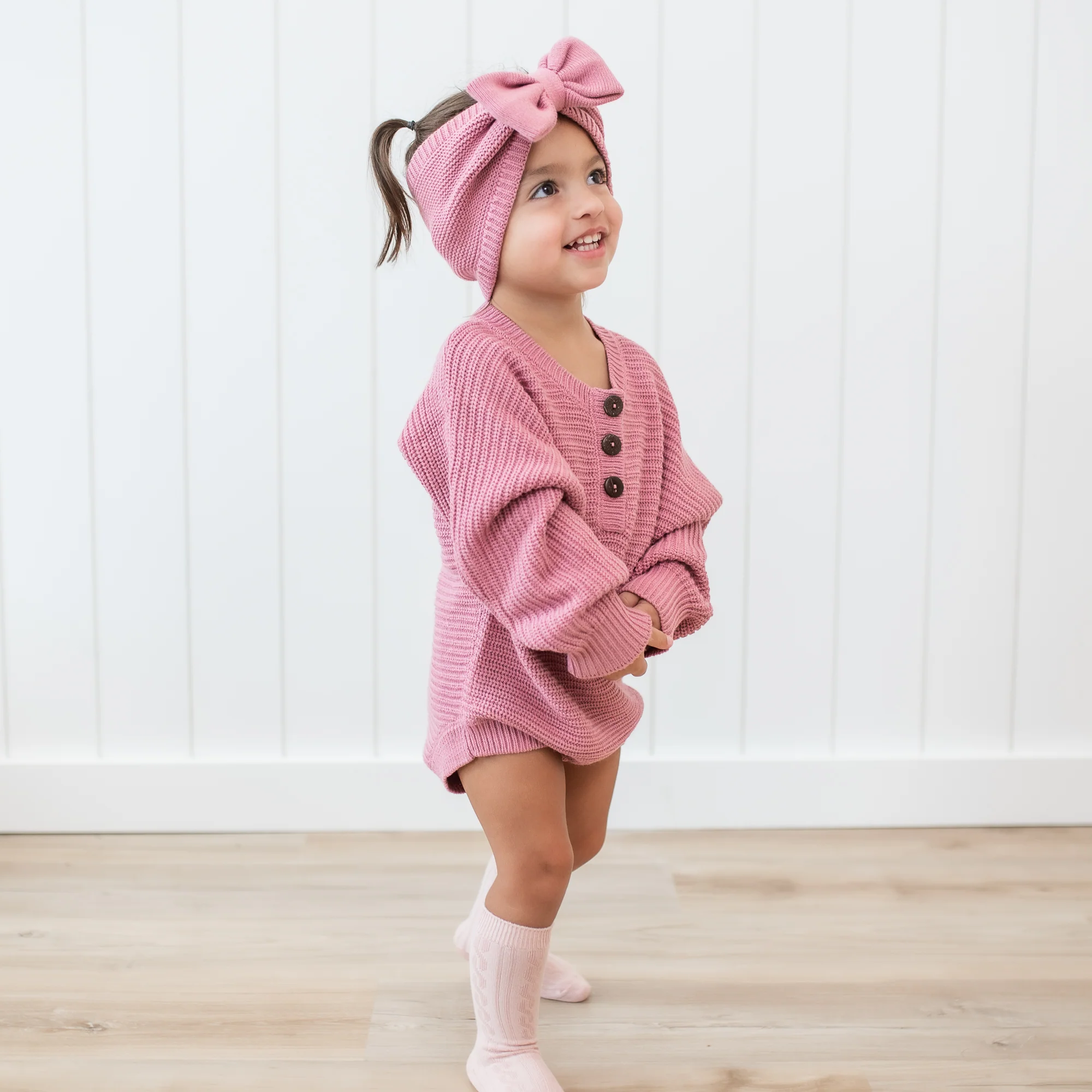 Chunky Knit Romper in Apple Blossom - Image 4