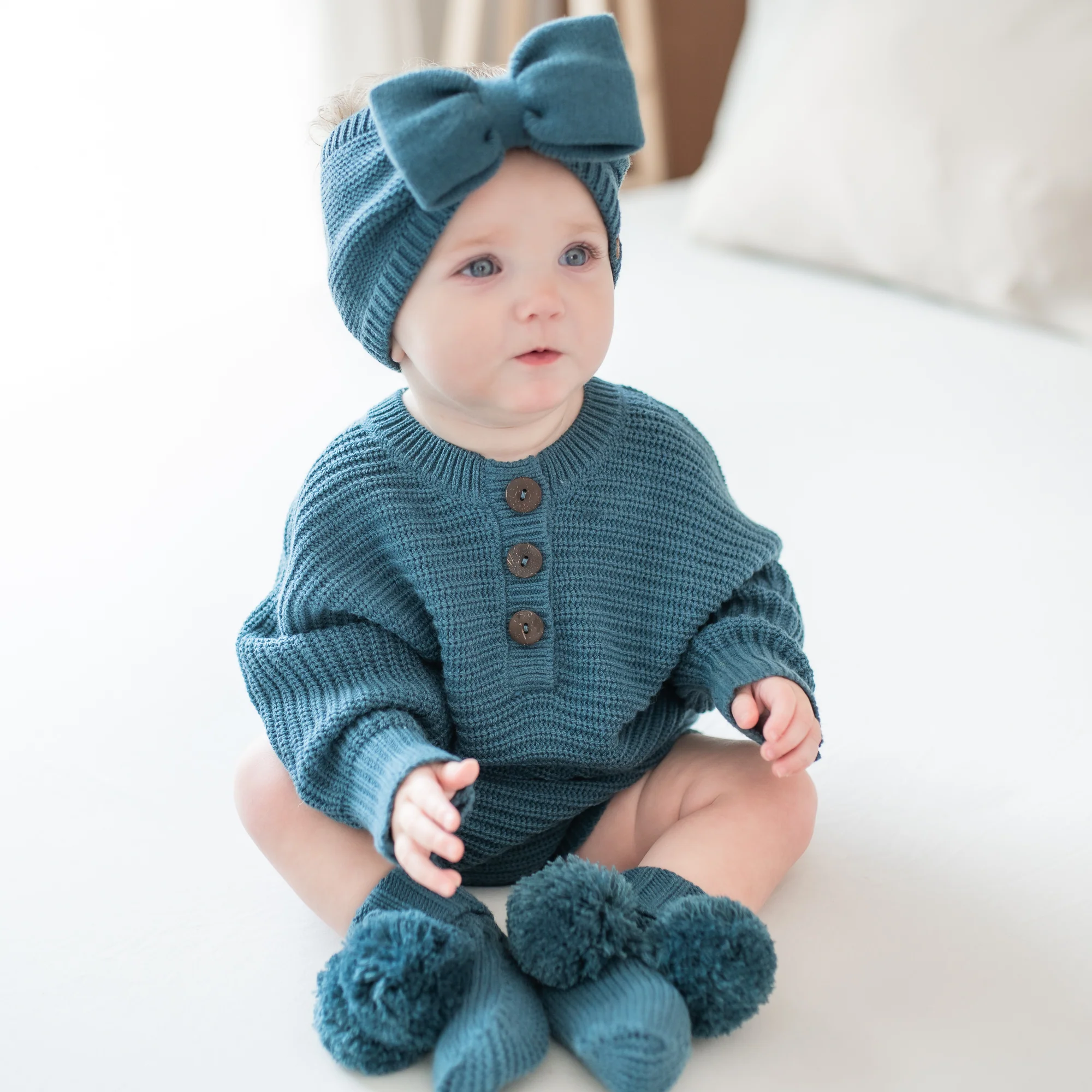 Chunky Knit Romper in Atlantic - Image 5