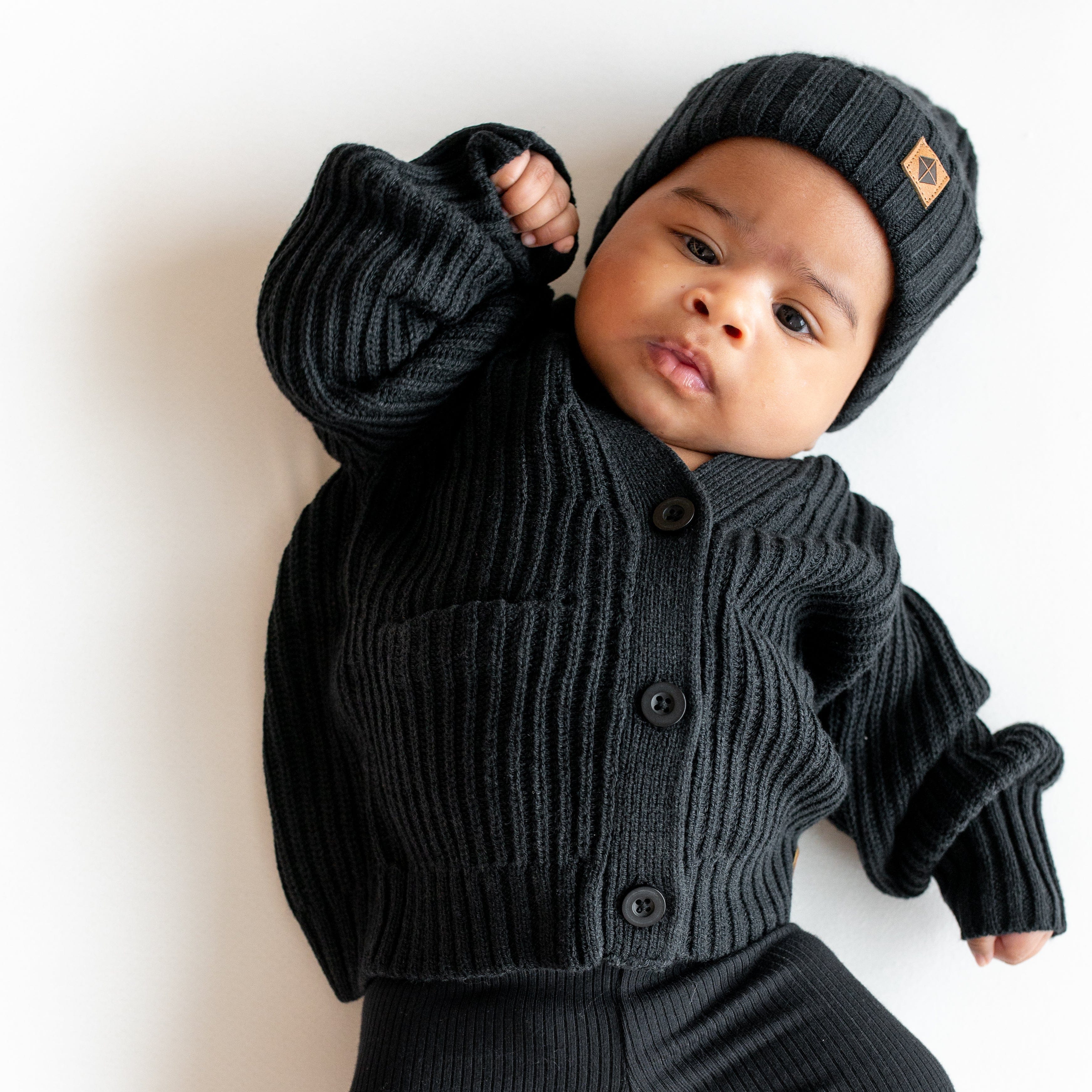 Chunky Knit Oversized Cardigan in Midnight - Image 3