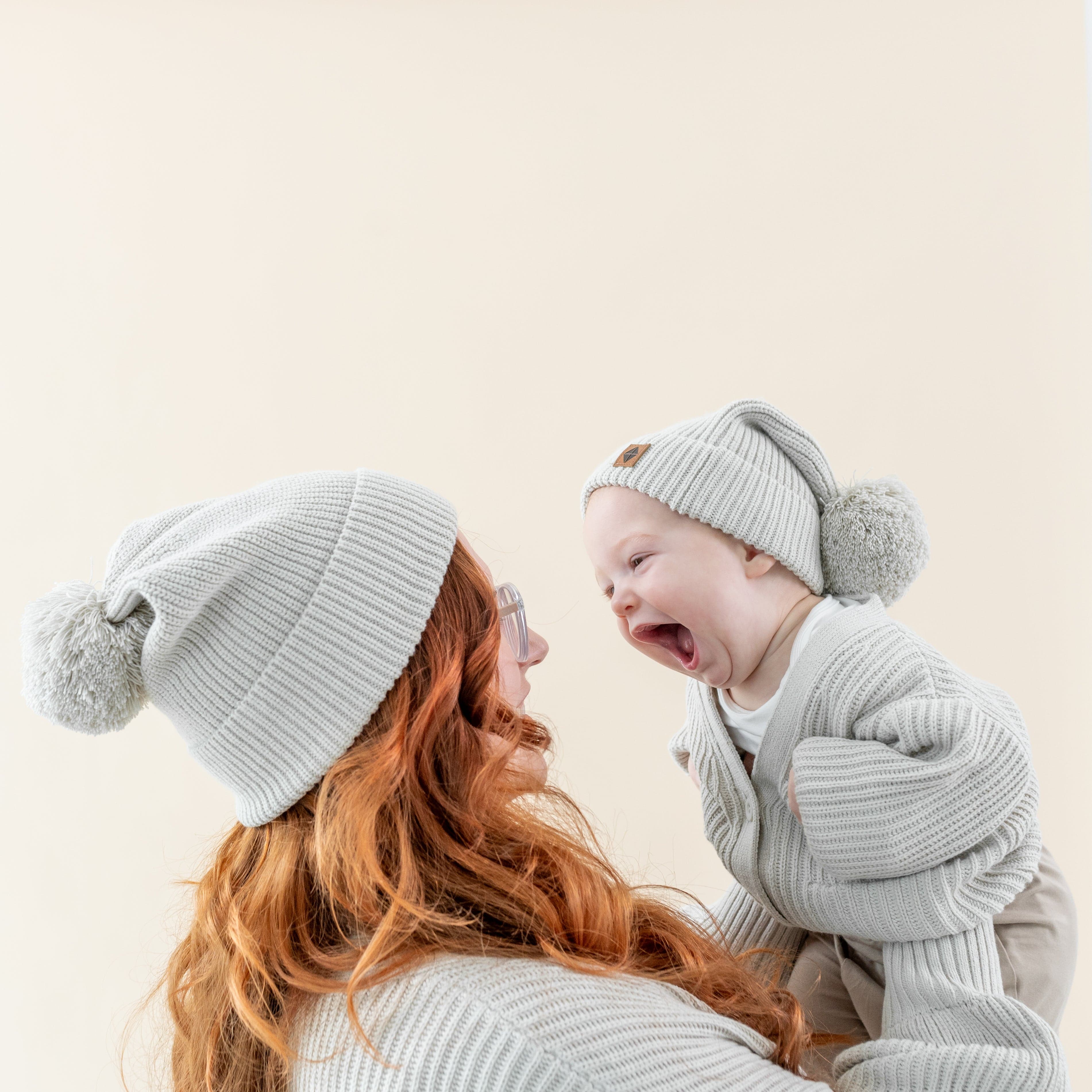 Chunky Knit Pom Beanie in Oat - Image 3