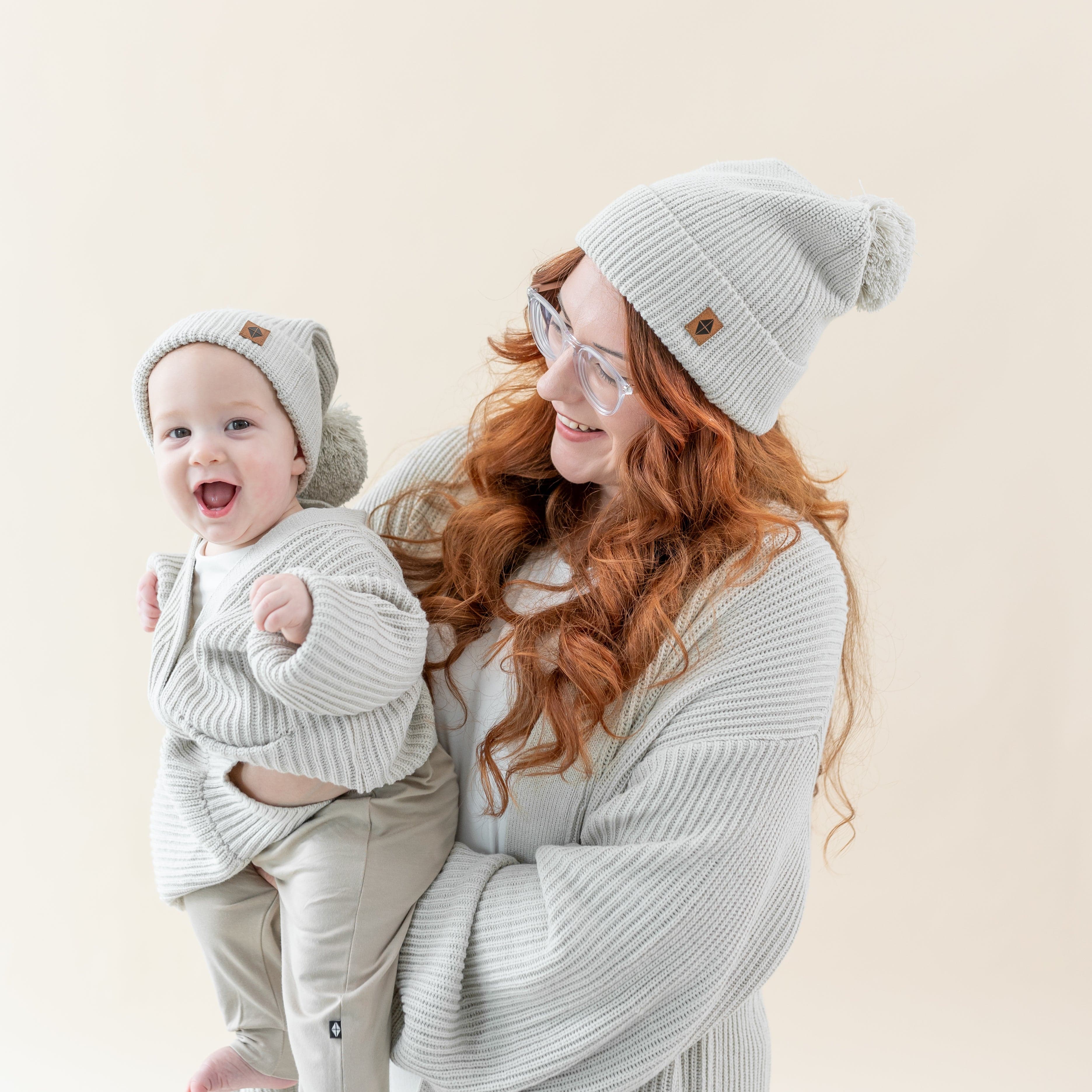 Chunky Knit Pom Beanie in Oat - Image 4