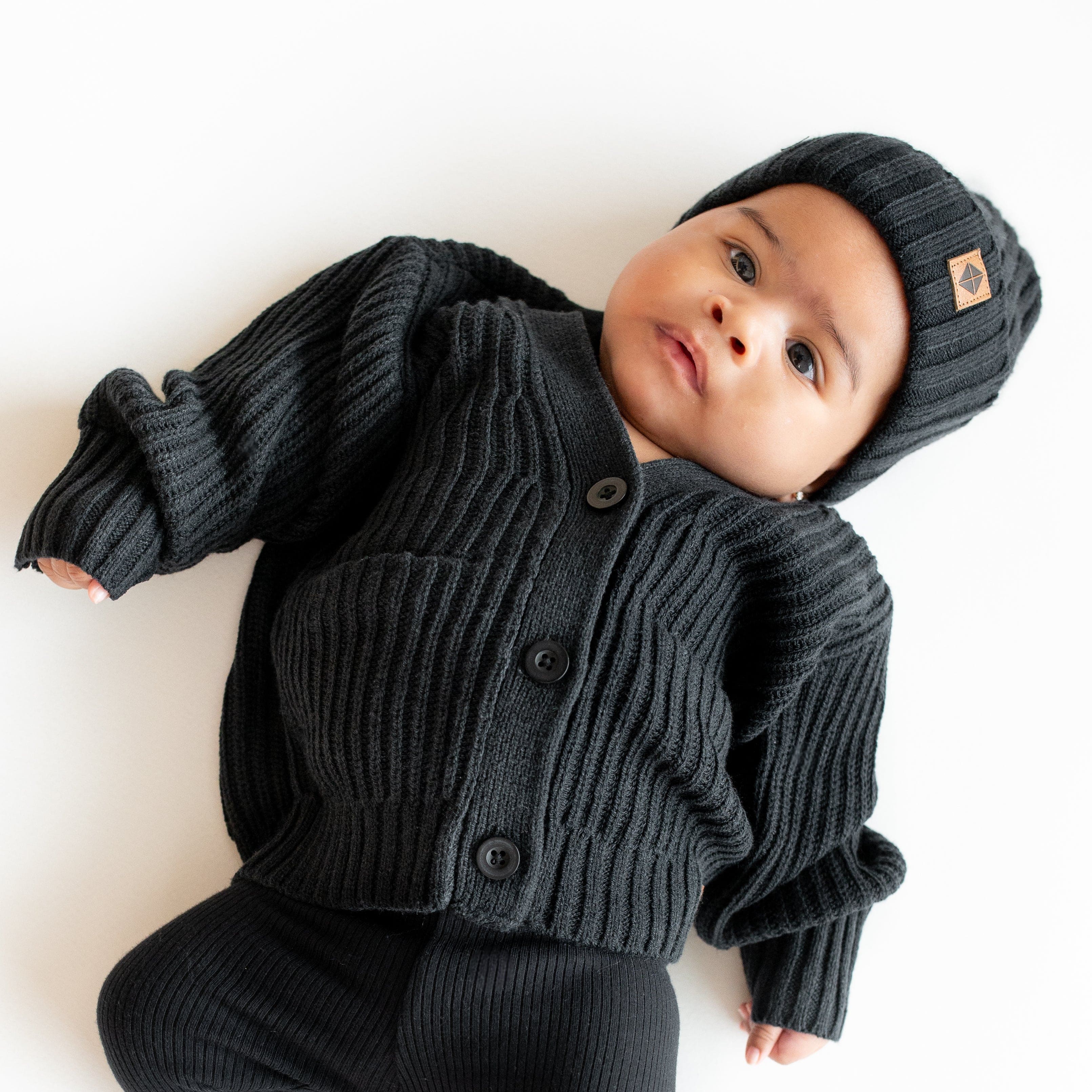 Chunky Knit Ribbed Beanie in Midnight - Image 3