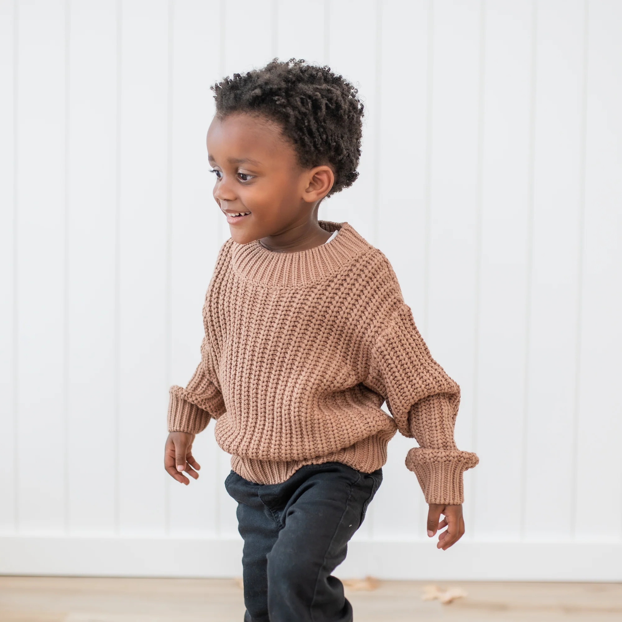 Chunky Knit Sweater in Latte - Image 3
