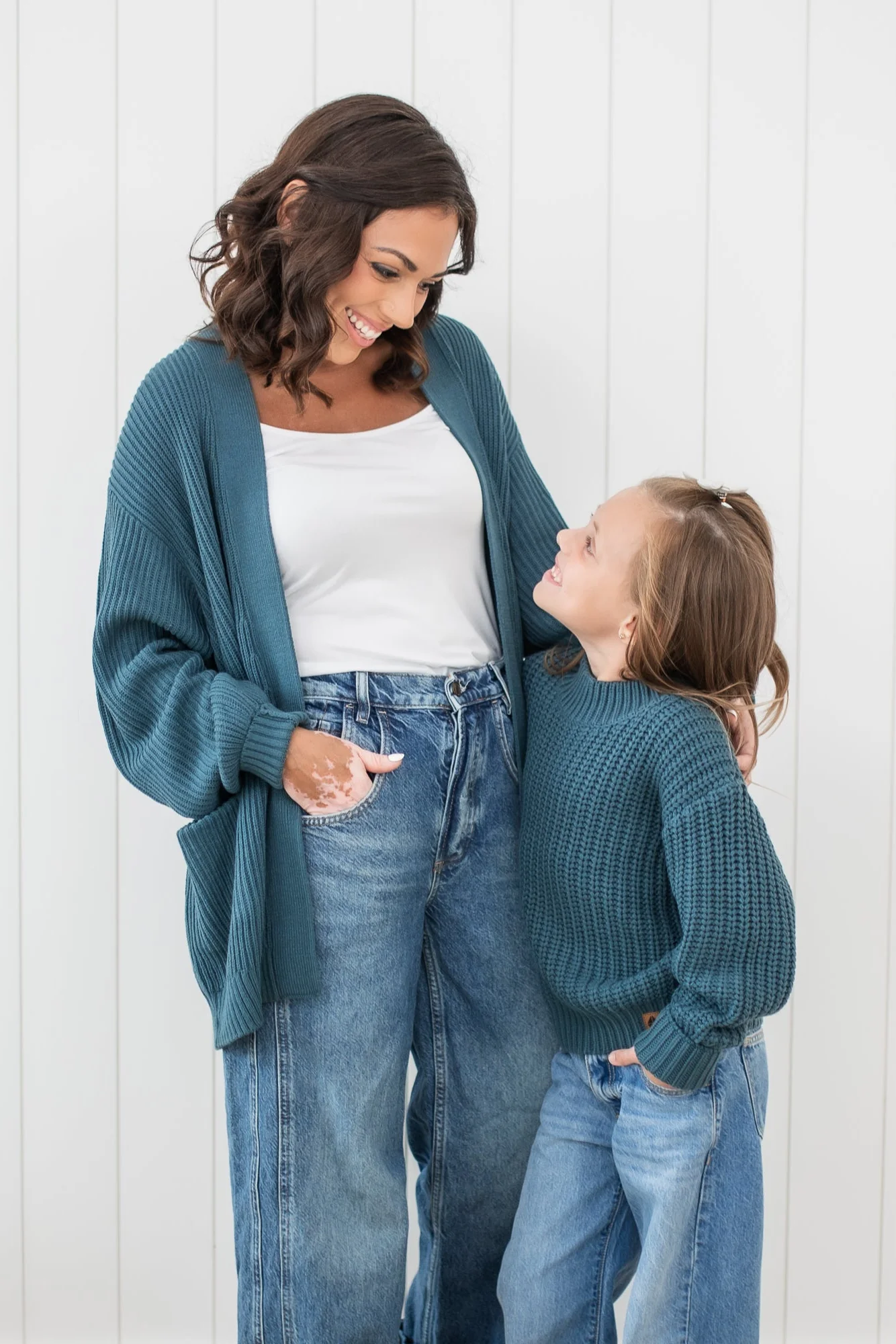 Chunky Knit Women's Oversized Cardigan in Atlantic - Image 2
