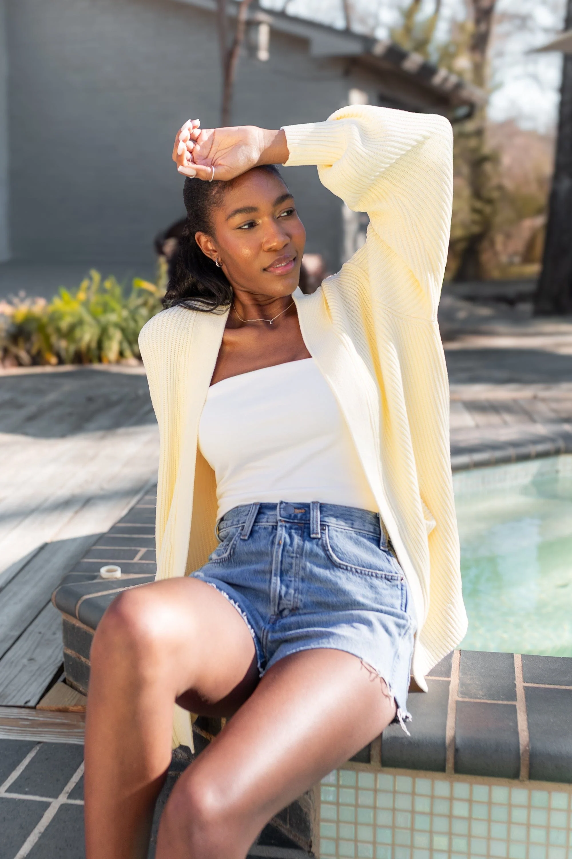 Chunky Knit Women's Oversized Cardigan in Chamomile - Image 4