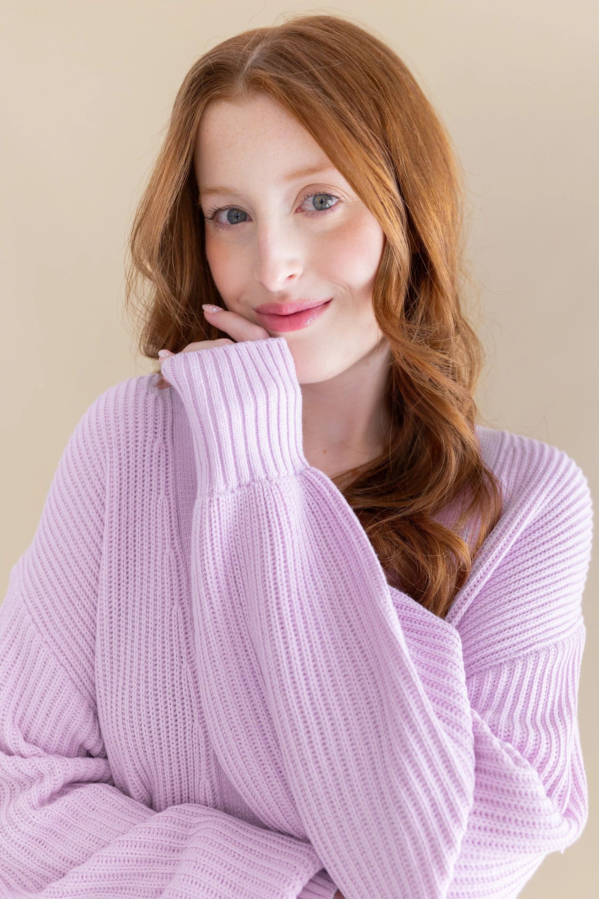 Chunky Knit Women's Oversized Cardigan in Thistle - Image 4