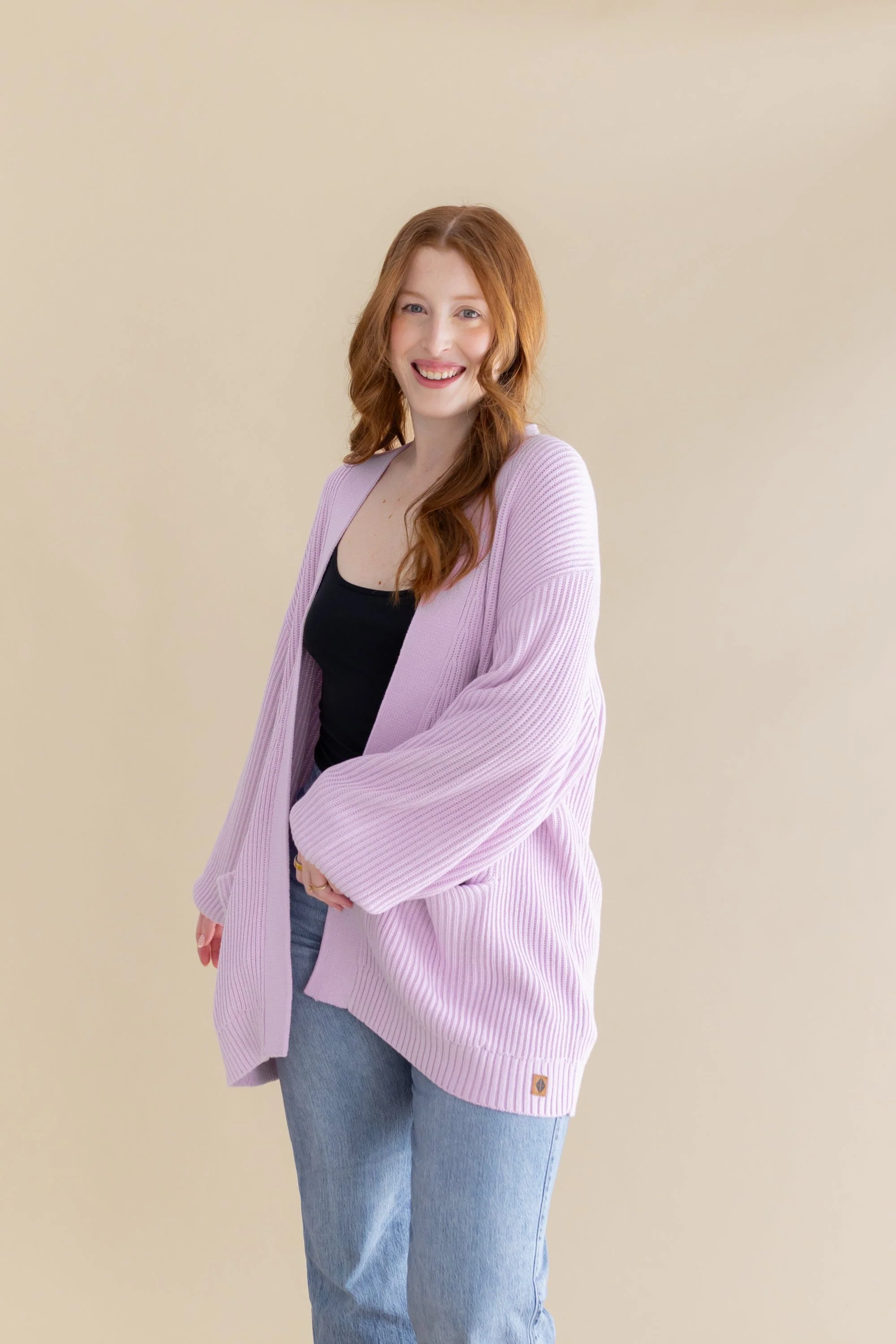 Chunky Knit Women's Oversized Cardigan in Thistle - Image 5