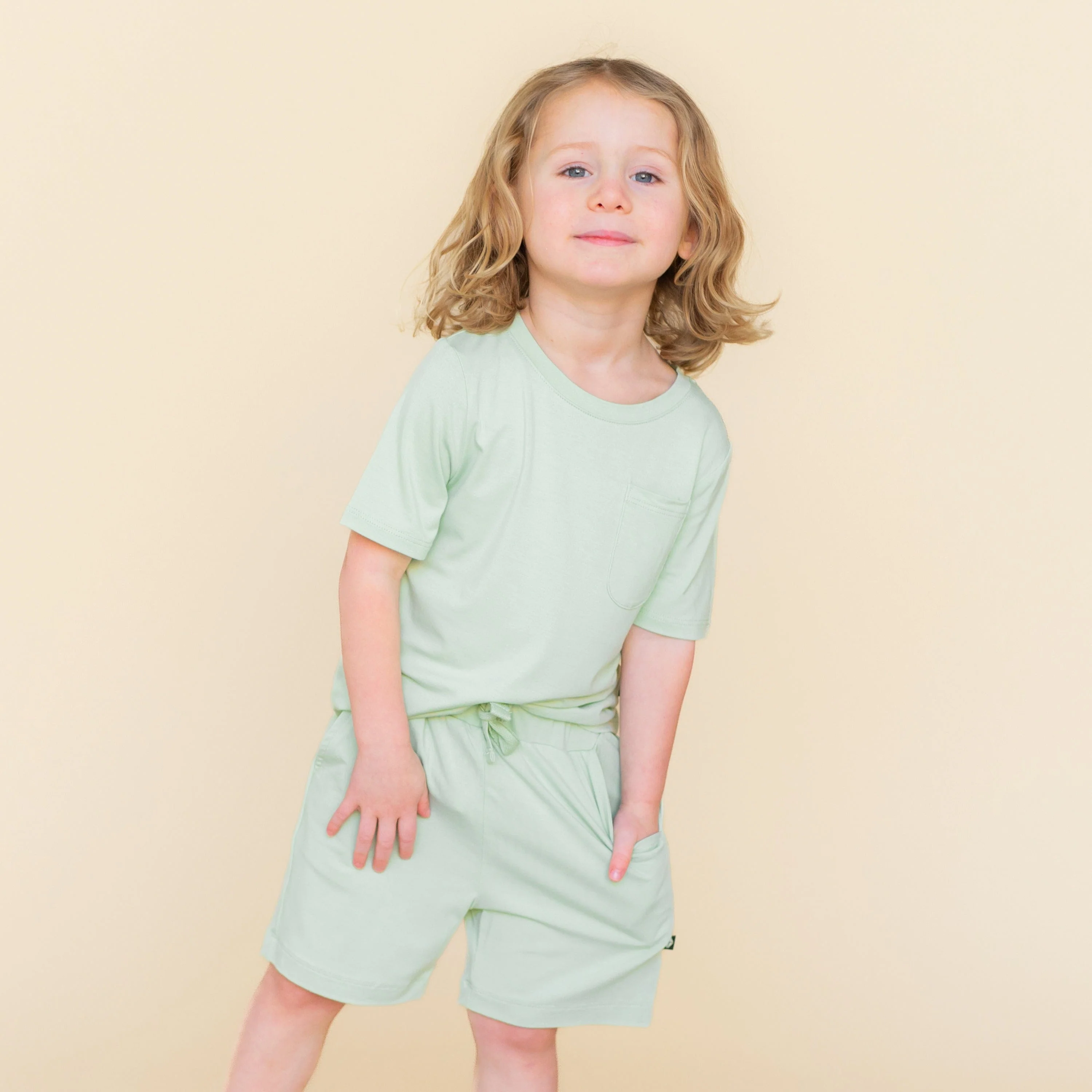 Drawstring Short in Basil - Image 3