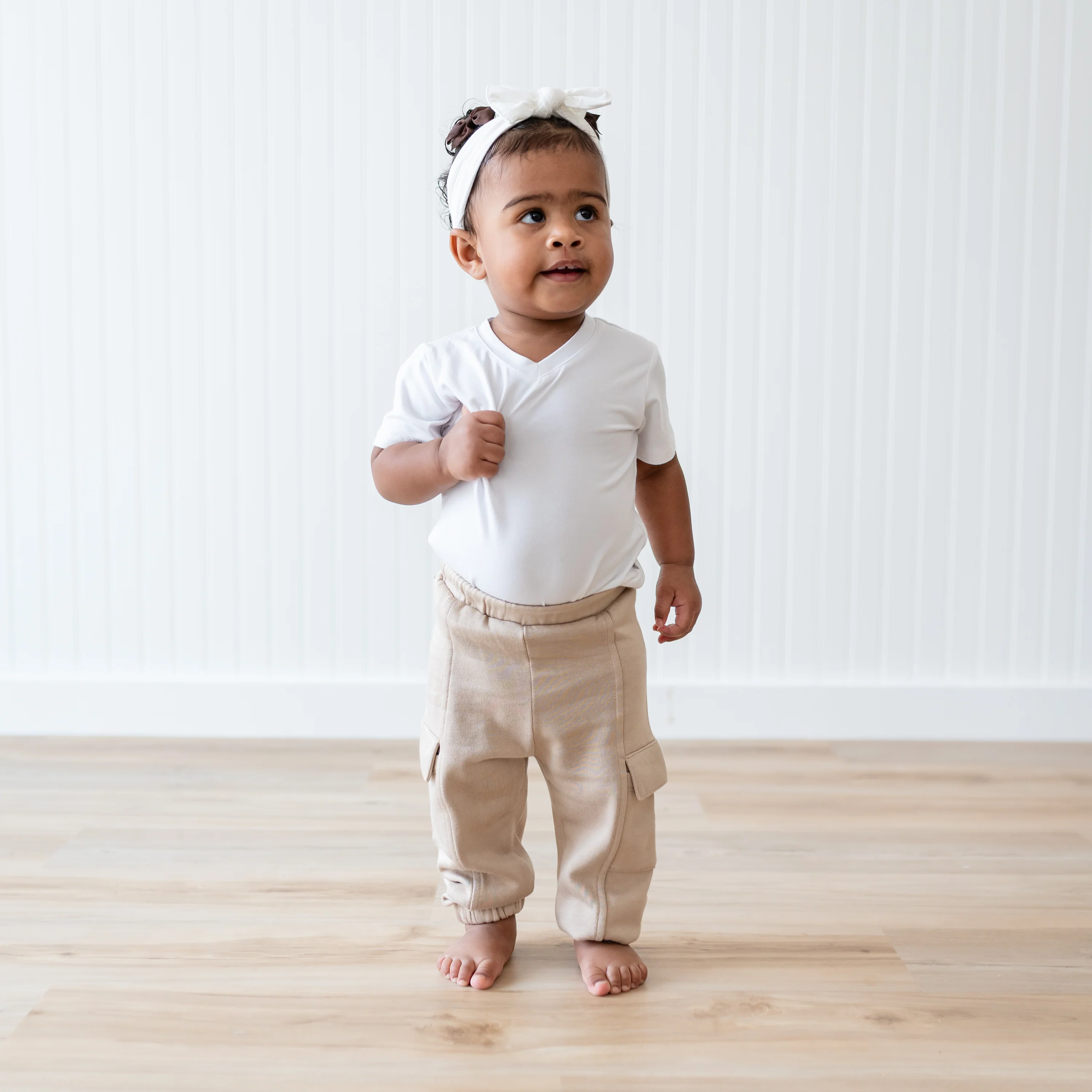 Fleece Cargo Pants in Almond - Image 3
