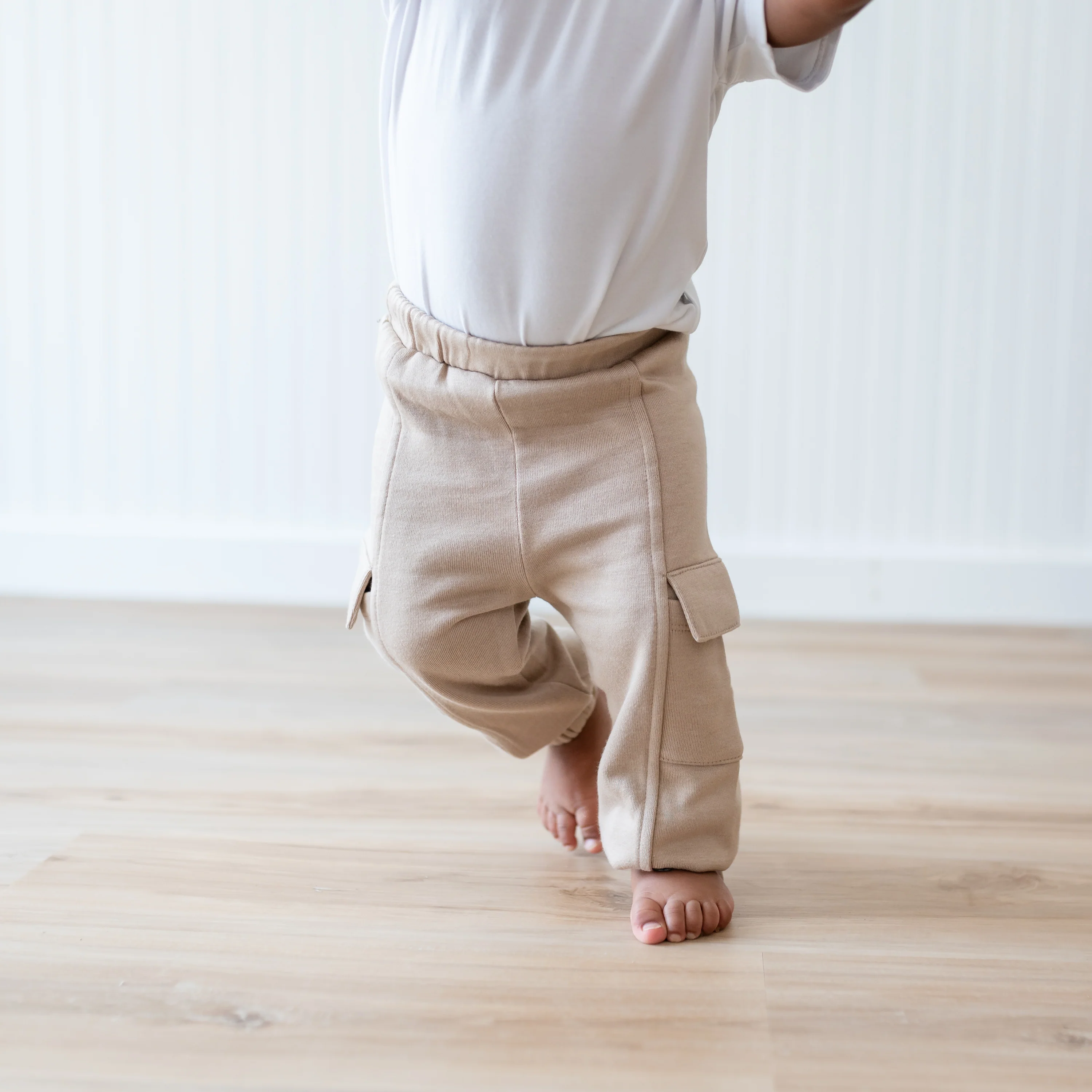 Fleece Cargo Pants in Almond - Image 4