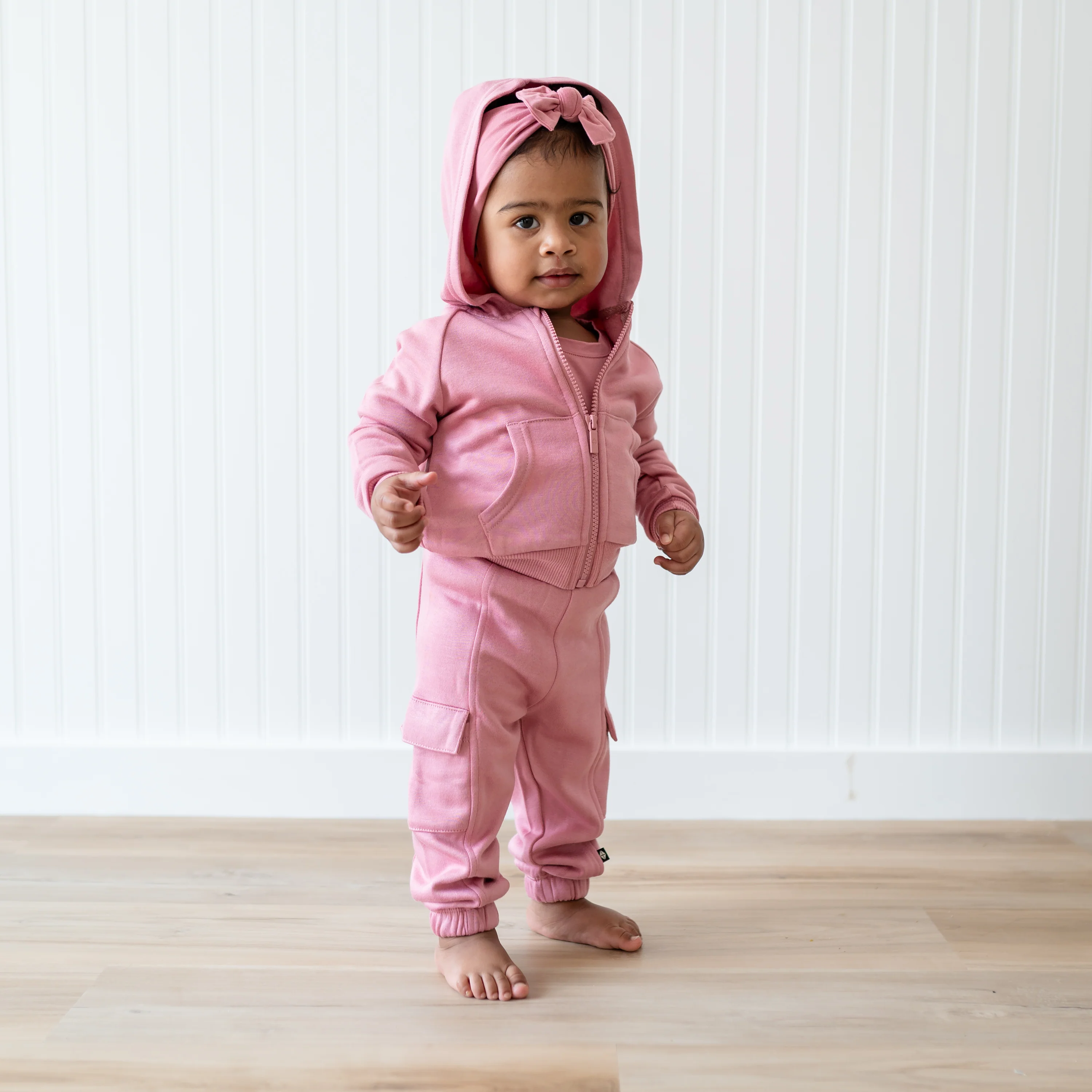 Fleece Zip Up Hoodie in Apple Blossom - Image 3