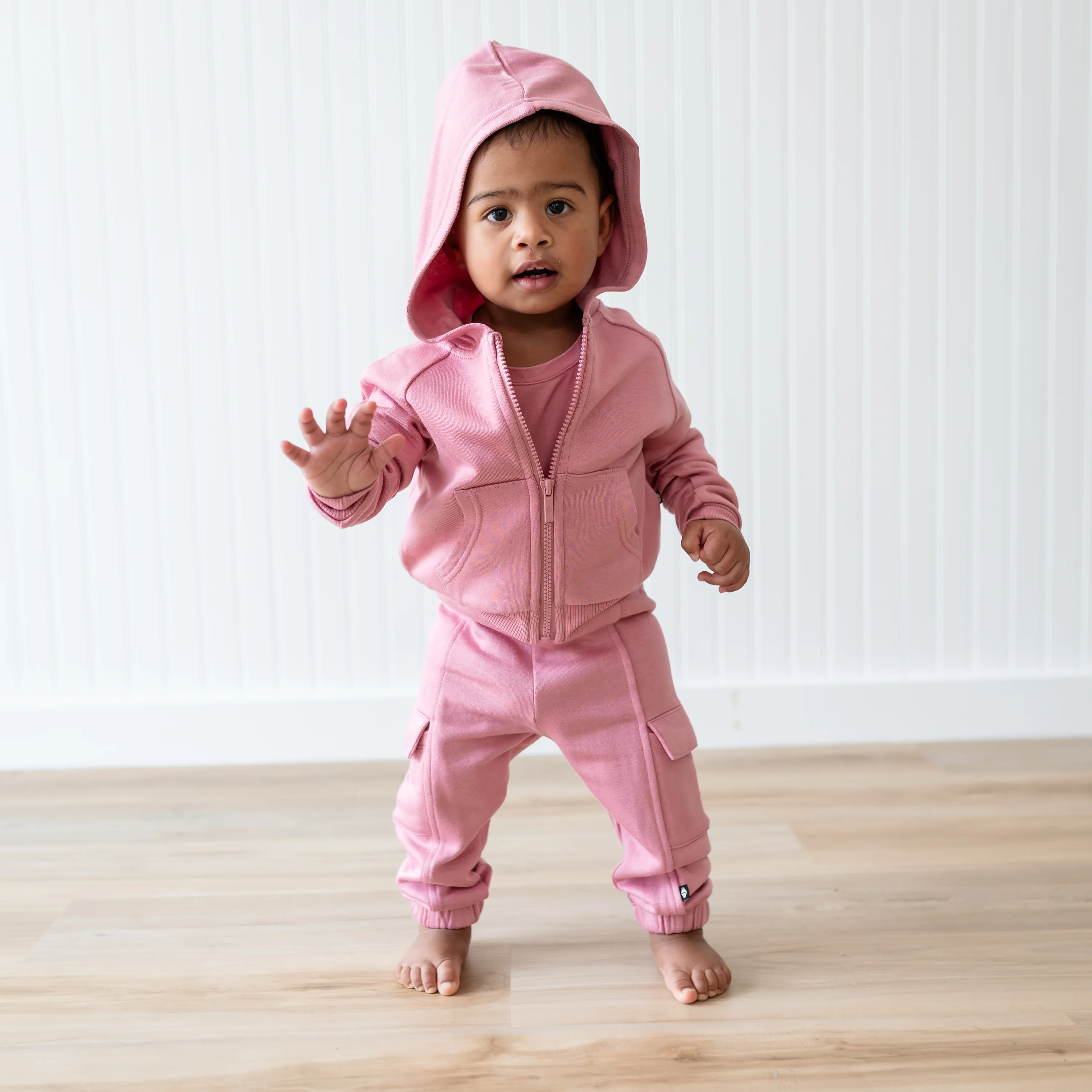Fleece Zip Up Hoodie in Apple Blossom - Image 4