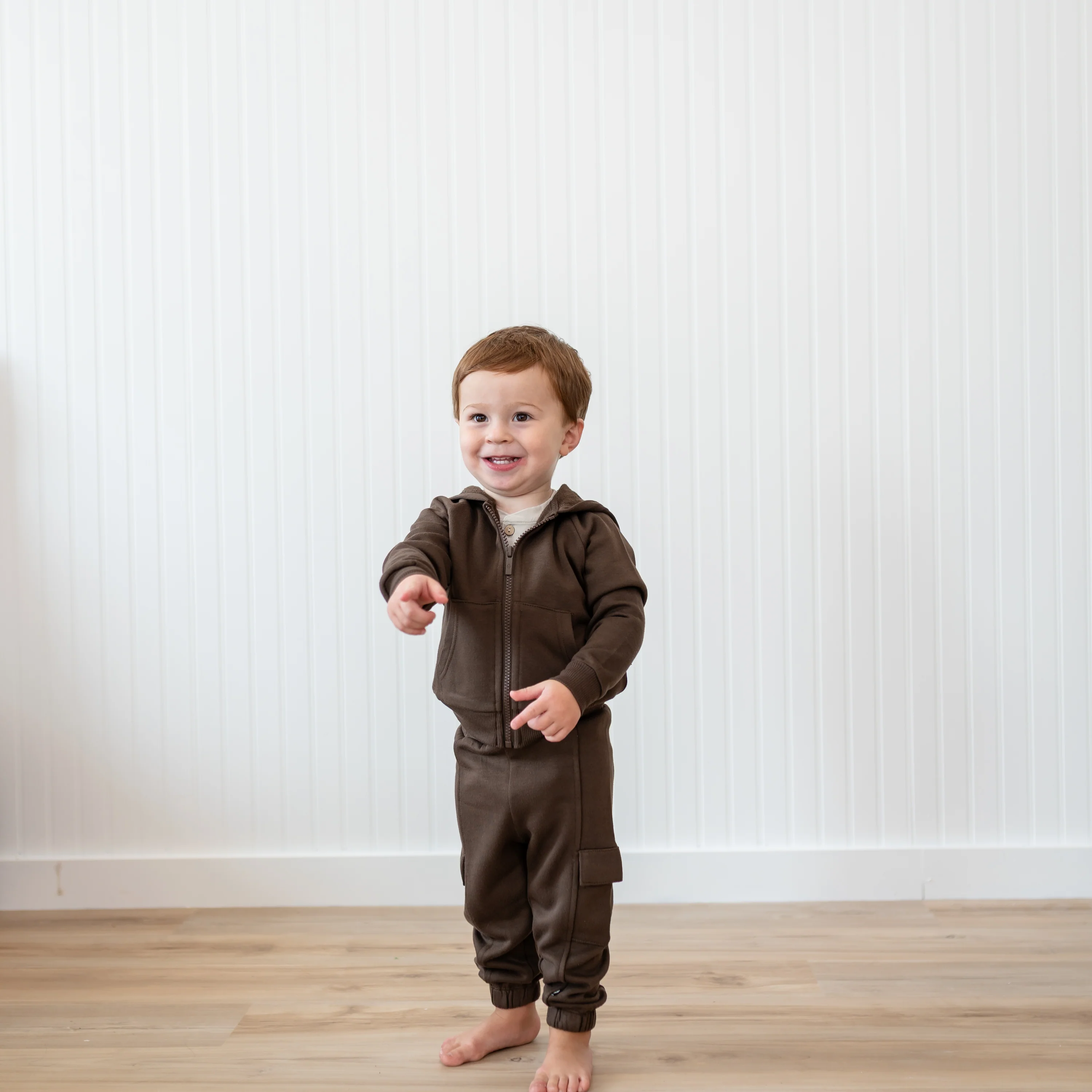 Fleece Zip Up Hoodie in Espresso - Image 3