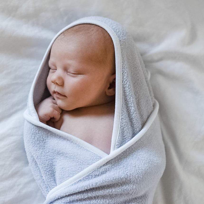 Hooded Bath Towel in Storm with Cloud Trim - Image 3
