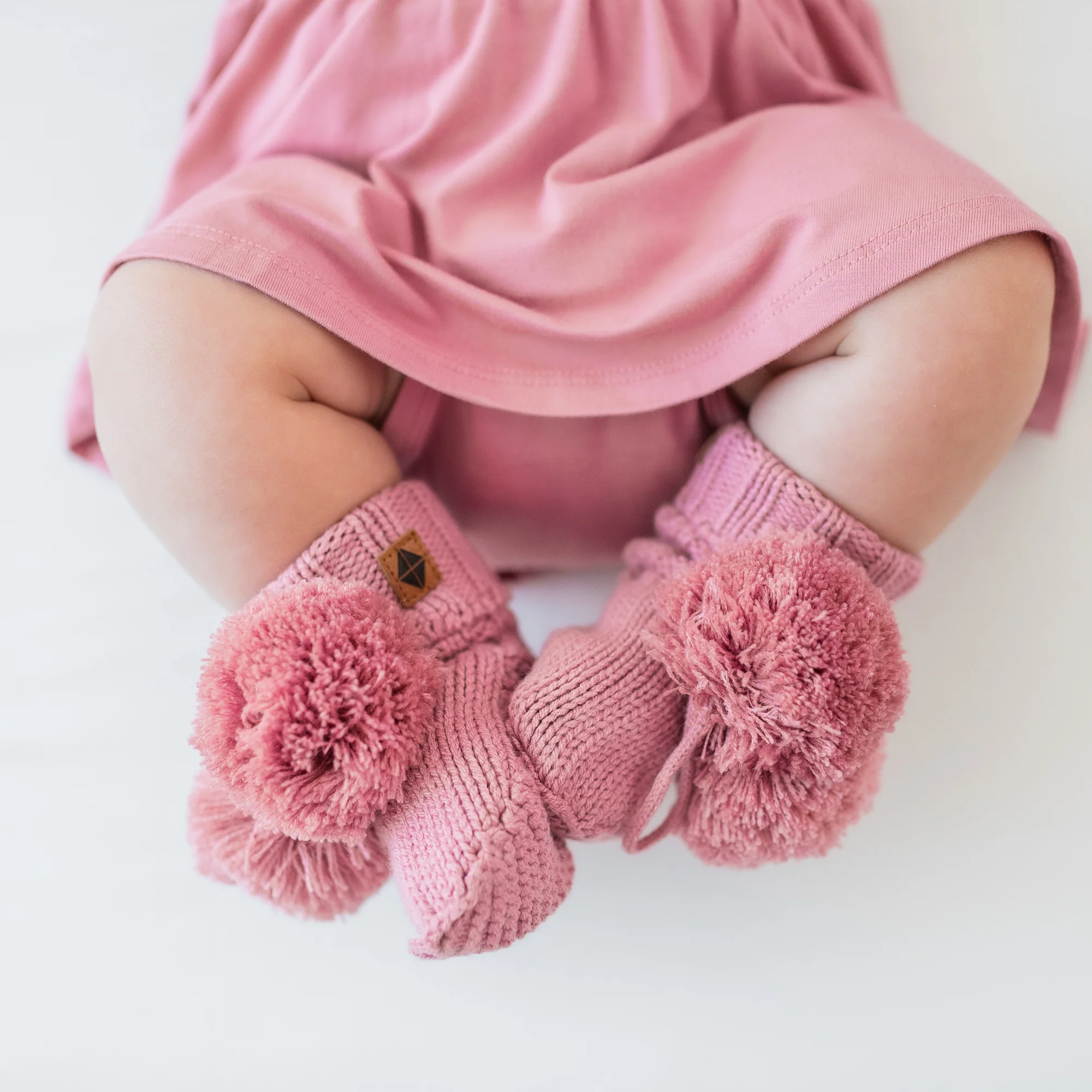 Knit Booties in Apple Blossom - Image 3