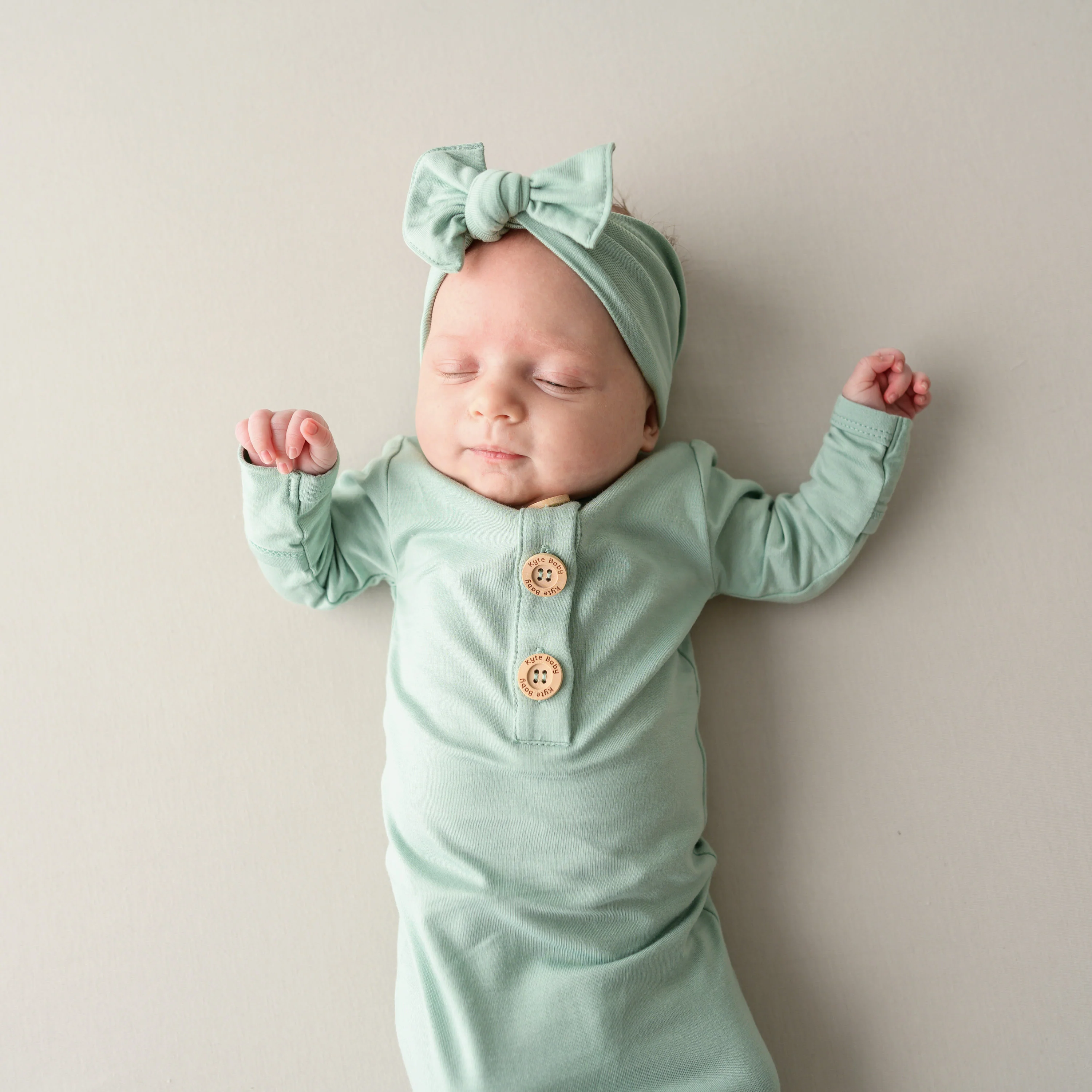 Knotted Gown with Bow Set in Sage - Image 4