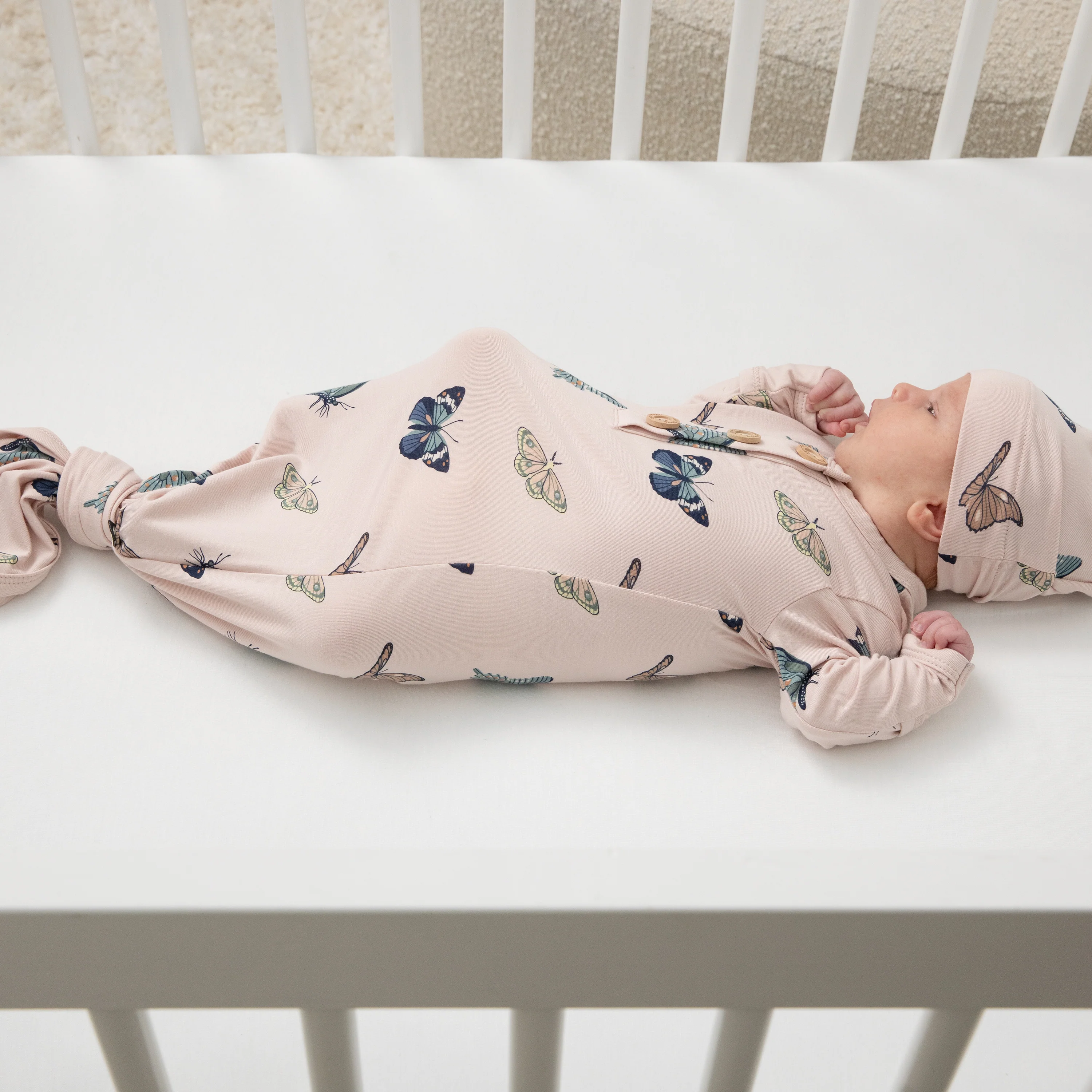 Knotted Gown with Hat Set in Blush Butterfly - Image 3