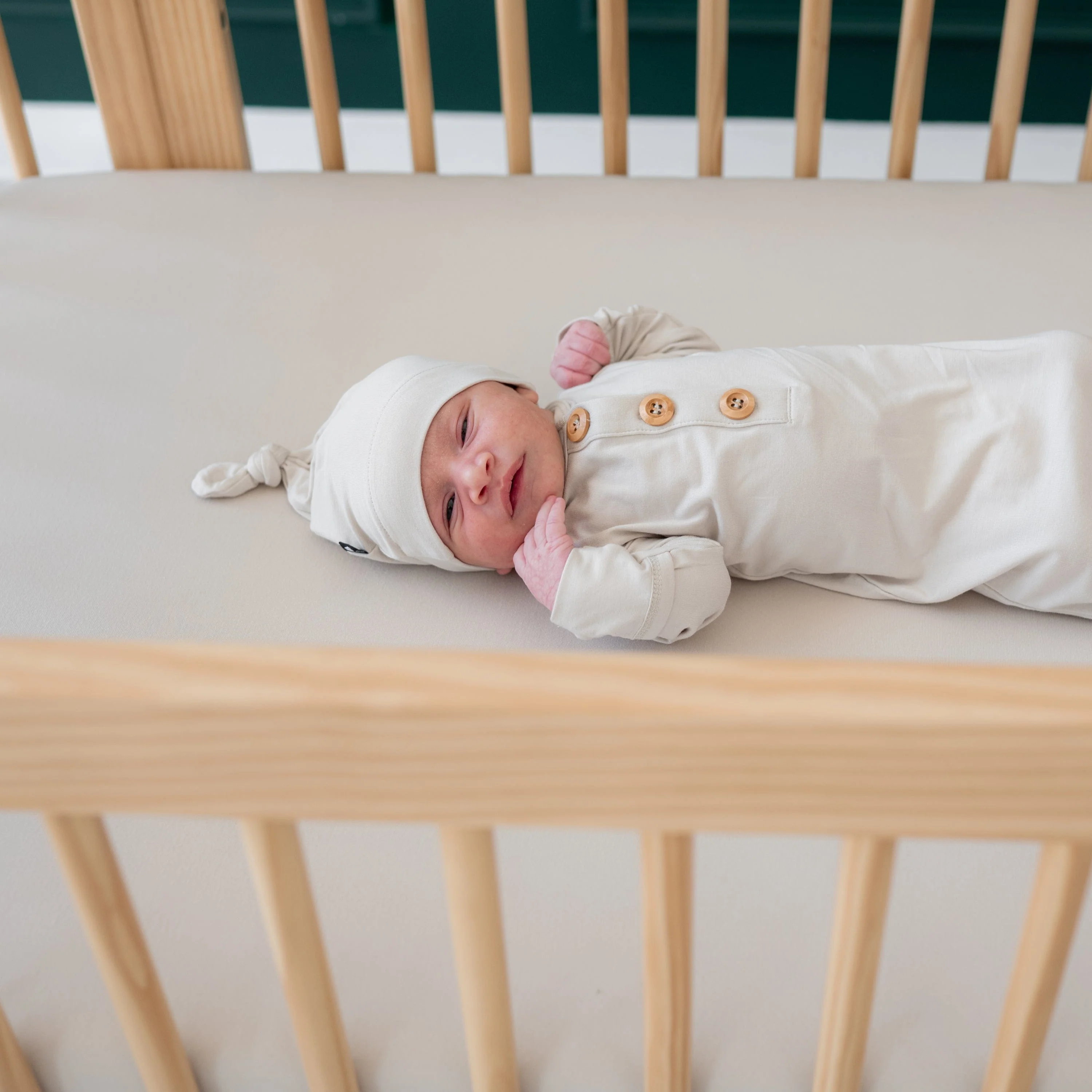 Knotted Gown with Hat Set in Oat - Image 5