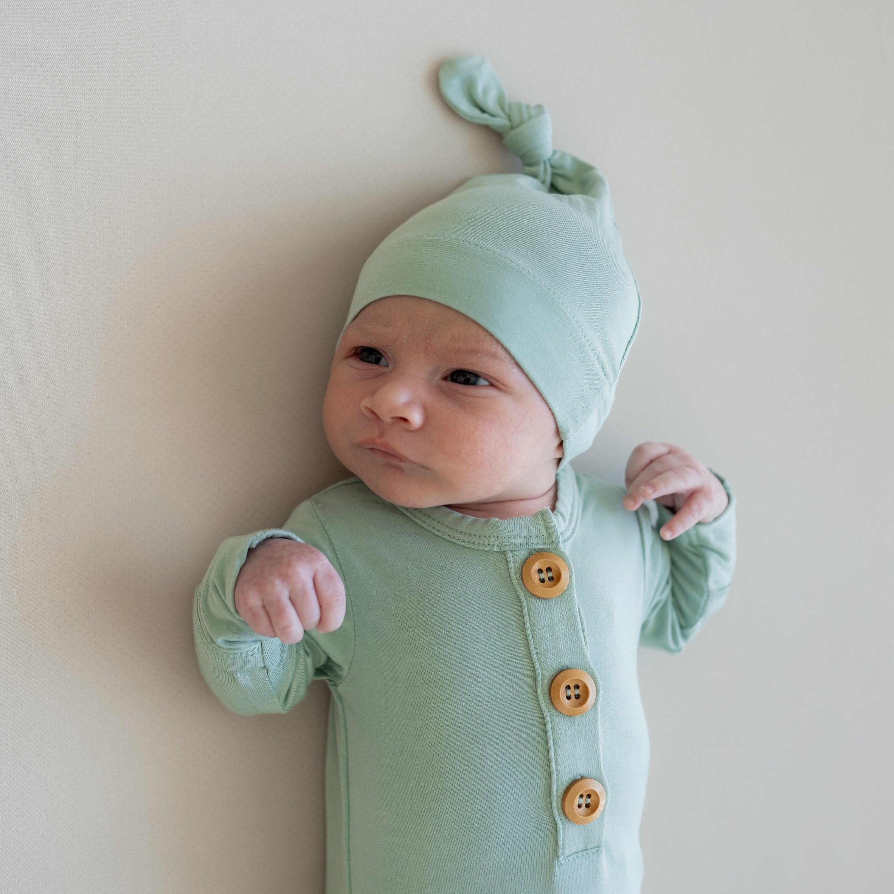 Knotted Gown with Hat Set in Sage - Image 3