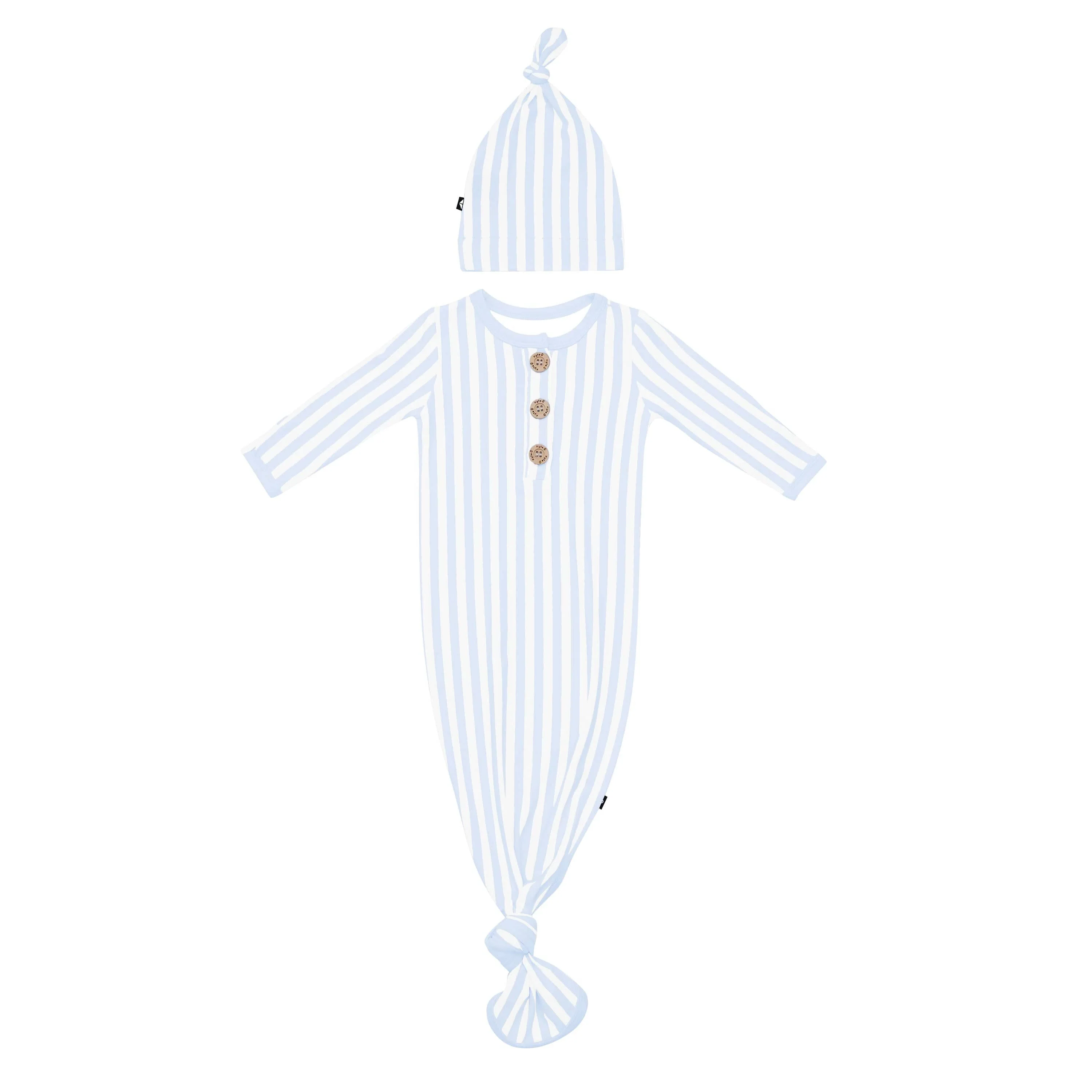 Knotted Gown with Hat Set in Small Mist Stripe - Image 2