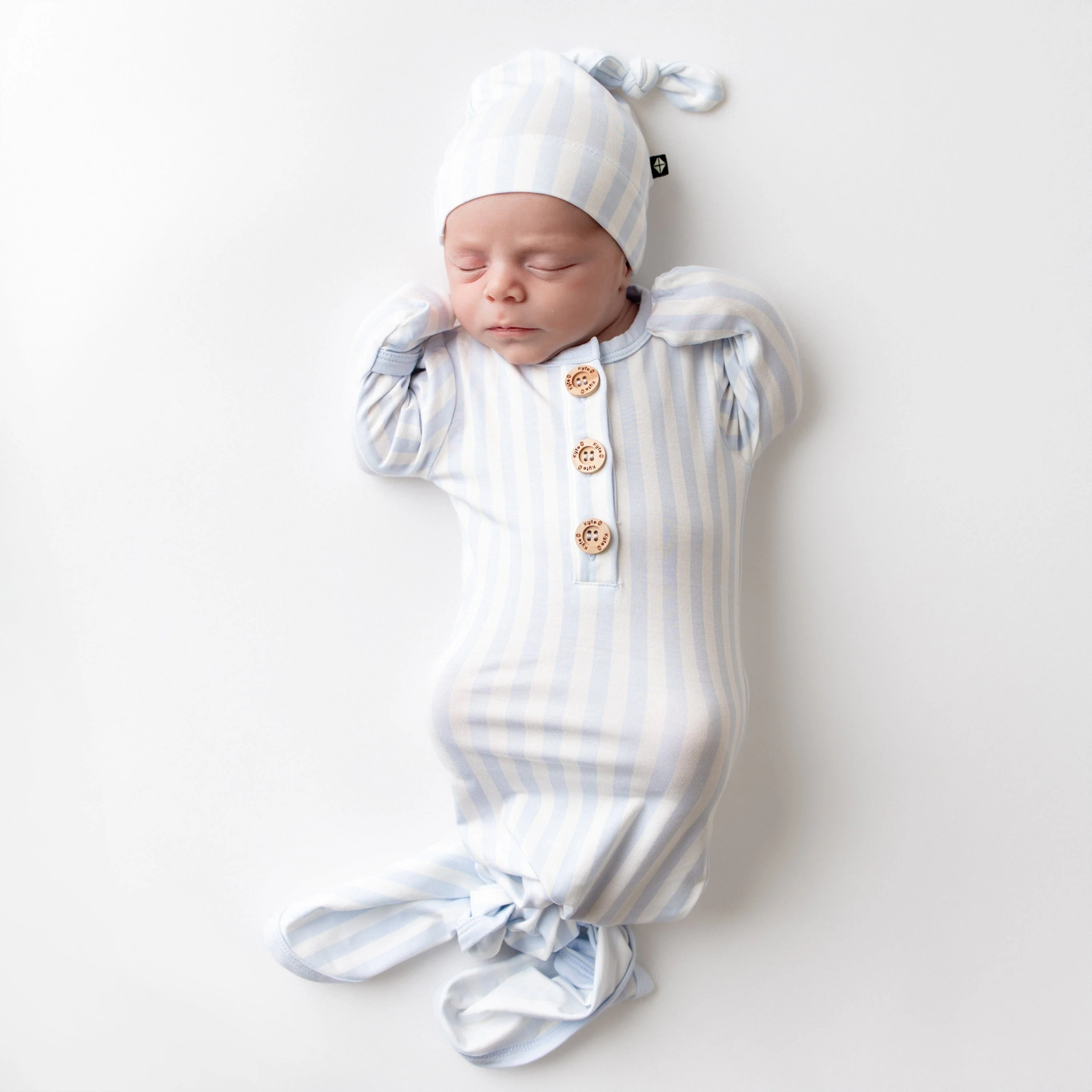 Knotted Gown with Hat Set in Small Mist Stripe - Image 5