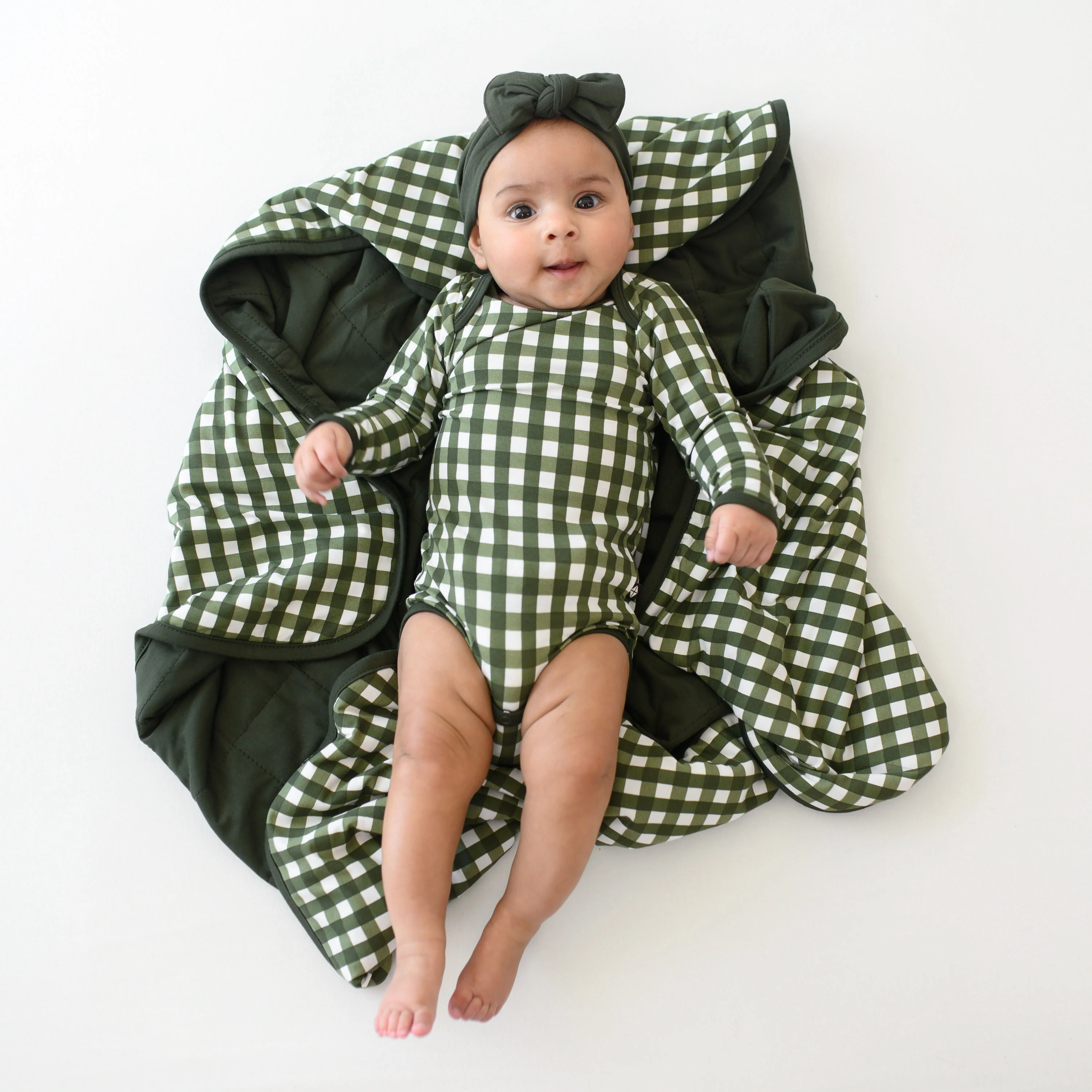 Long Sleeve Bodysuit in Gingham Fir - Image 5