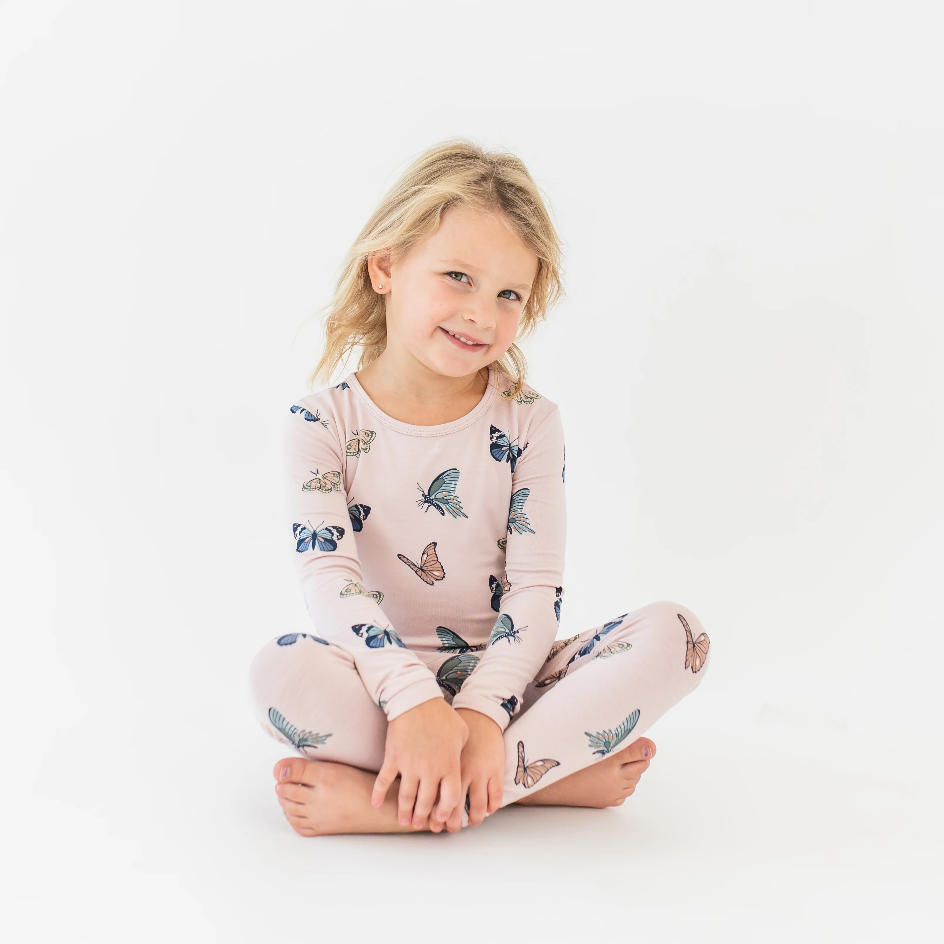 Long Sleeve Pajamas in Blush Butterfly - Image 4